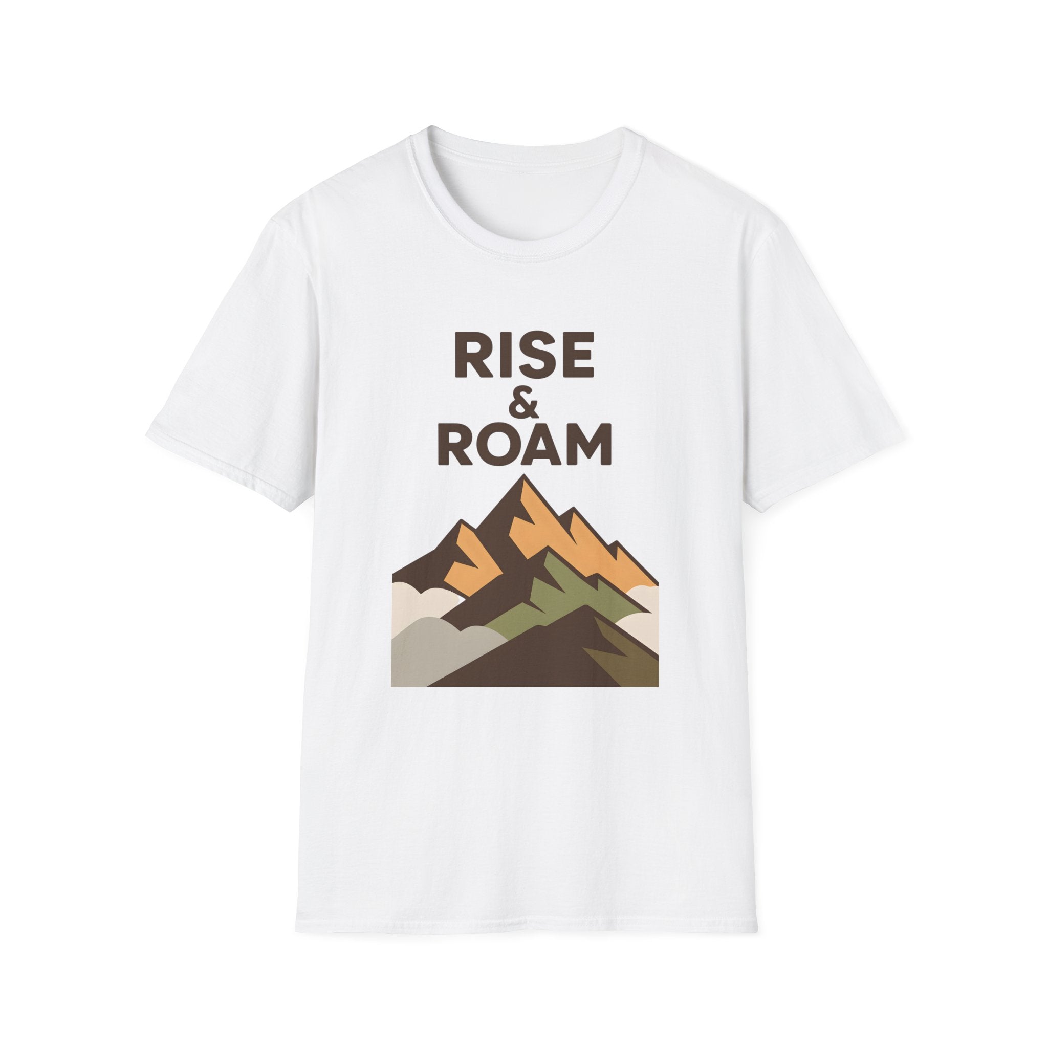 Rise & Roam Mountain T-Shirt — Adventure Graphic Tee for Hikers & Travelers