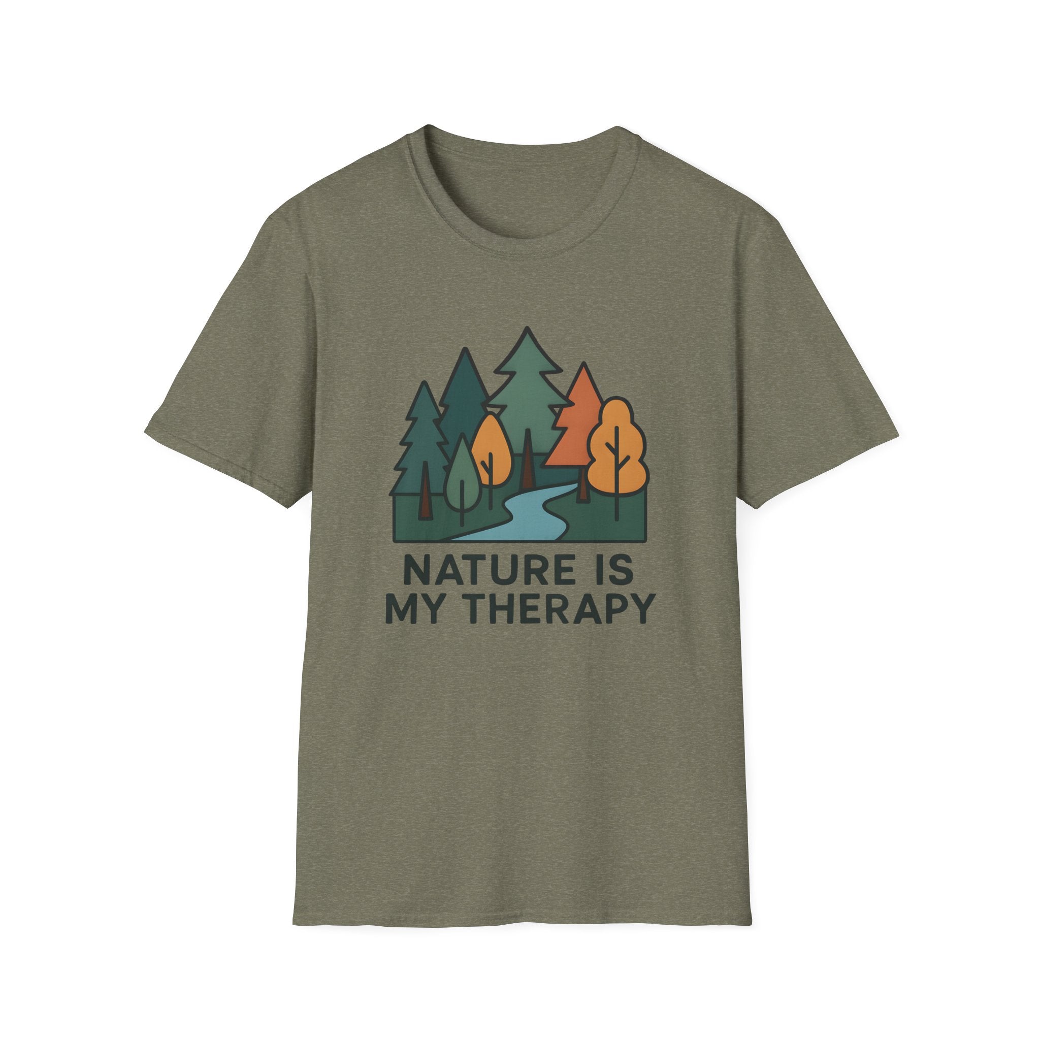 Nature Is My Therapy T-Shirt — Scenic Forest River Graphic Tee