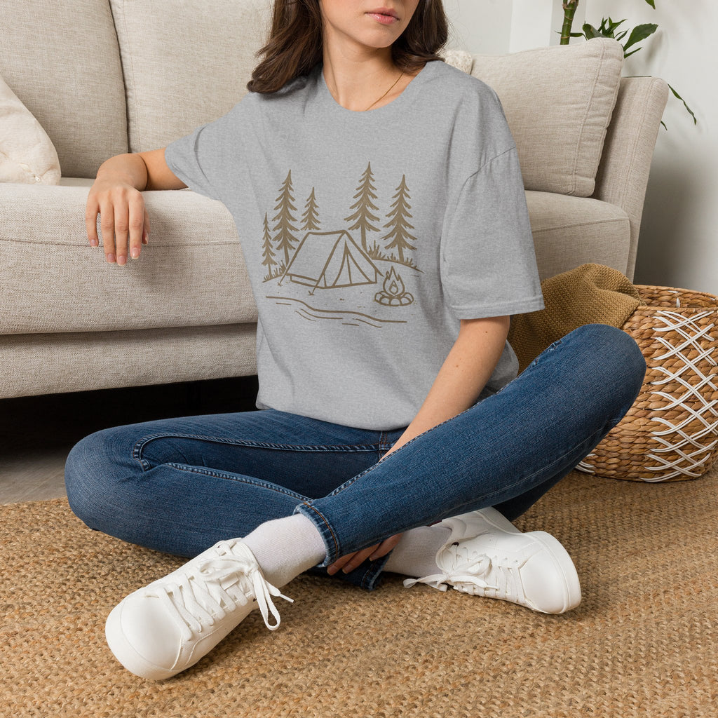 Camping Tent Graphic T-Shirt — Minimal Forest Campsite Tee