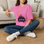 T-Shirt: Retro Camper Night Moon Tee — Forest Van Camping Graphic