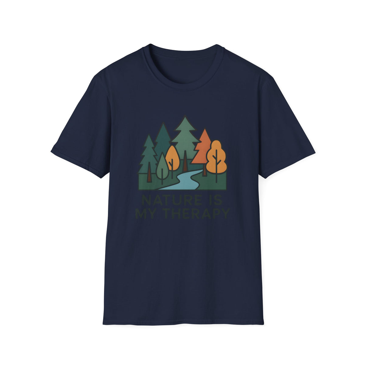 Nature Is My Therapy T-Shirt — Scenic Forest River Graphic Tee