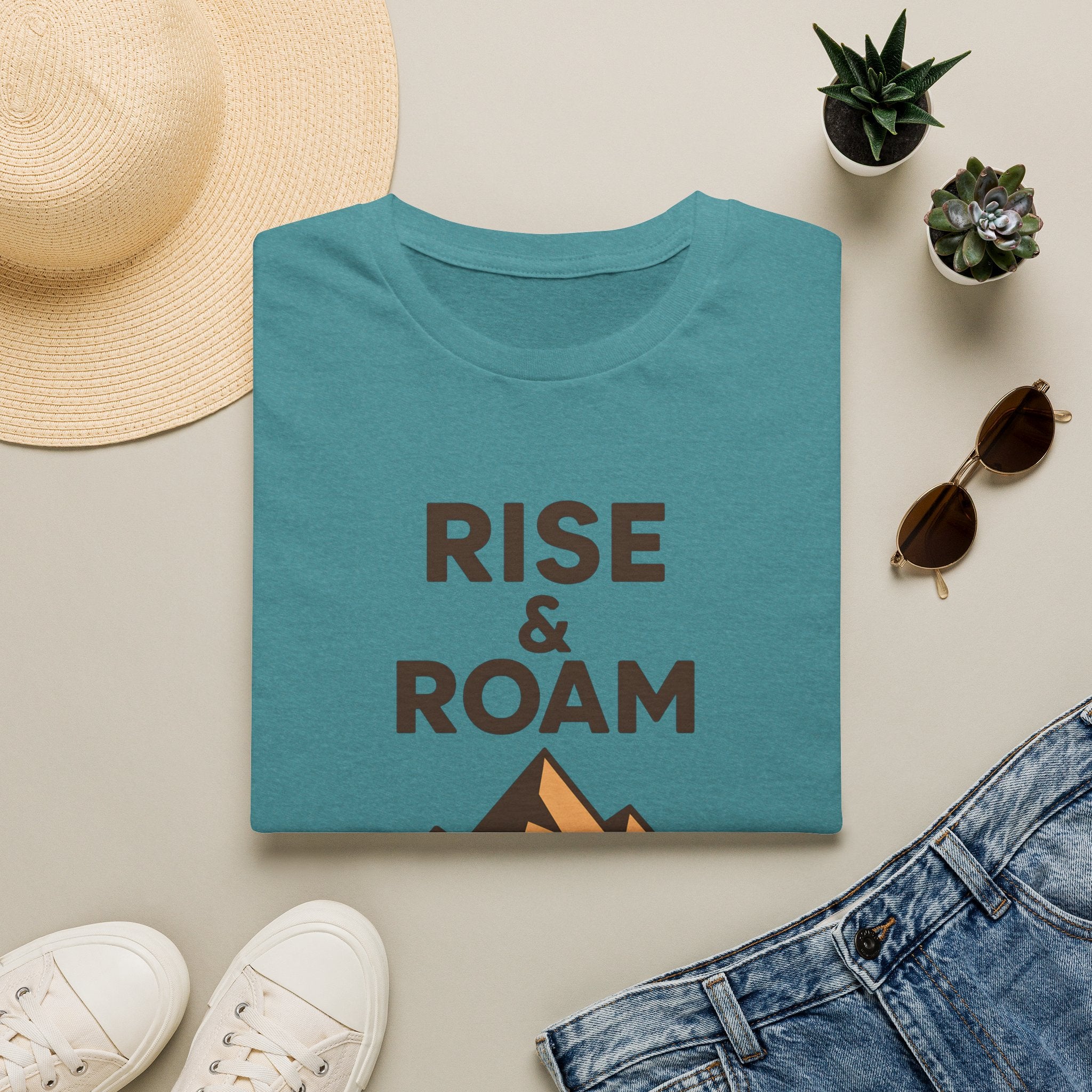 Rise & Roam Mountain T-Shirt — Adventure Graphic Tee for Hikers & Travelers