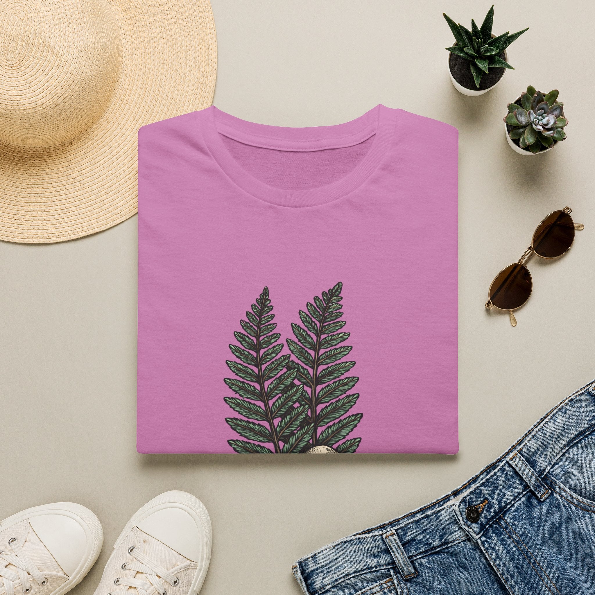 Fern & Mushroom Botanical Tee — Nature-Inspired Graphic T-Shirt