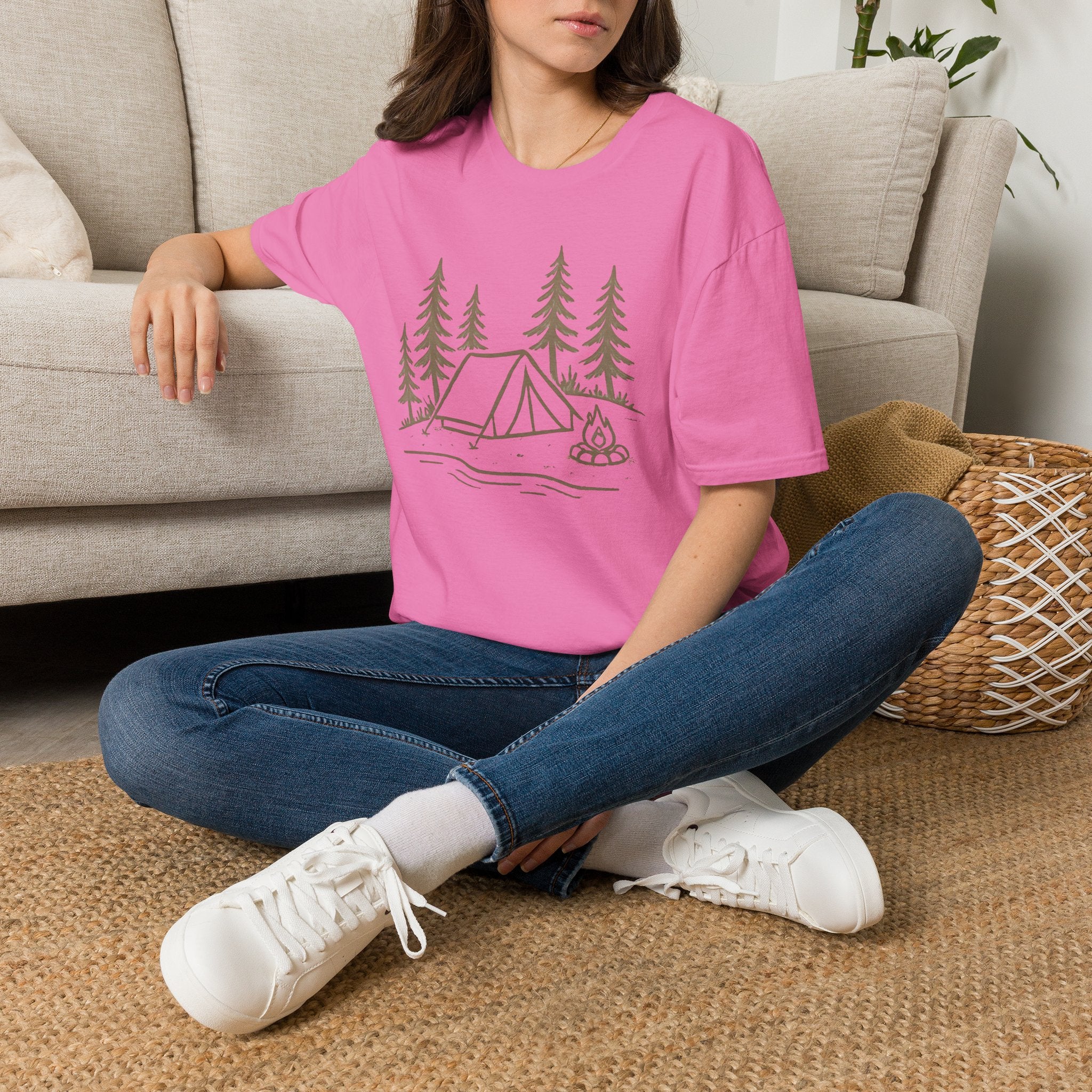 Camping Tent Graphic T-Shirt — Minimal Forest Campsite Tee