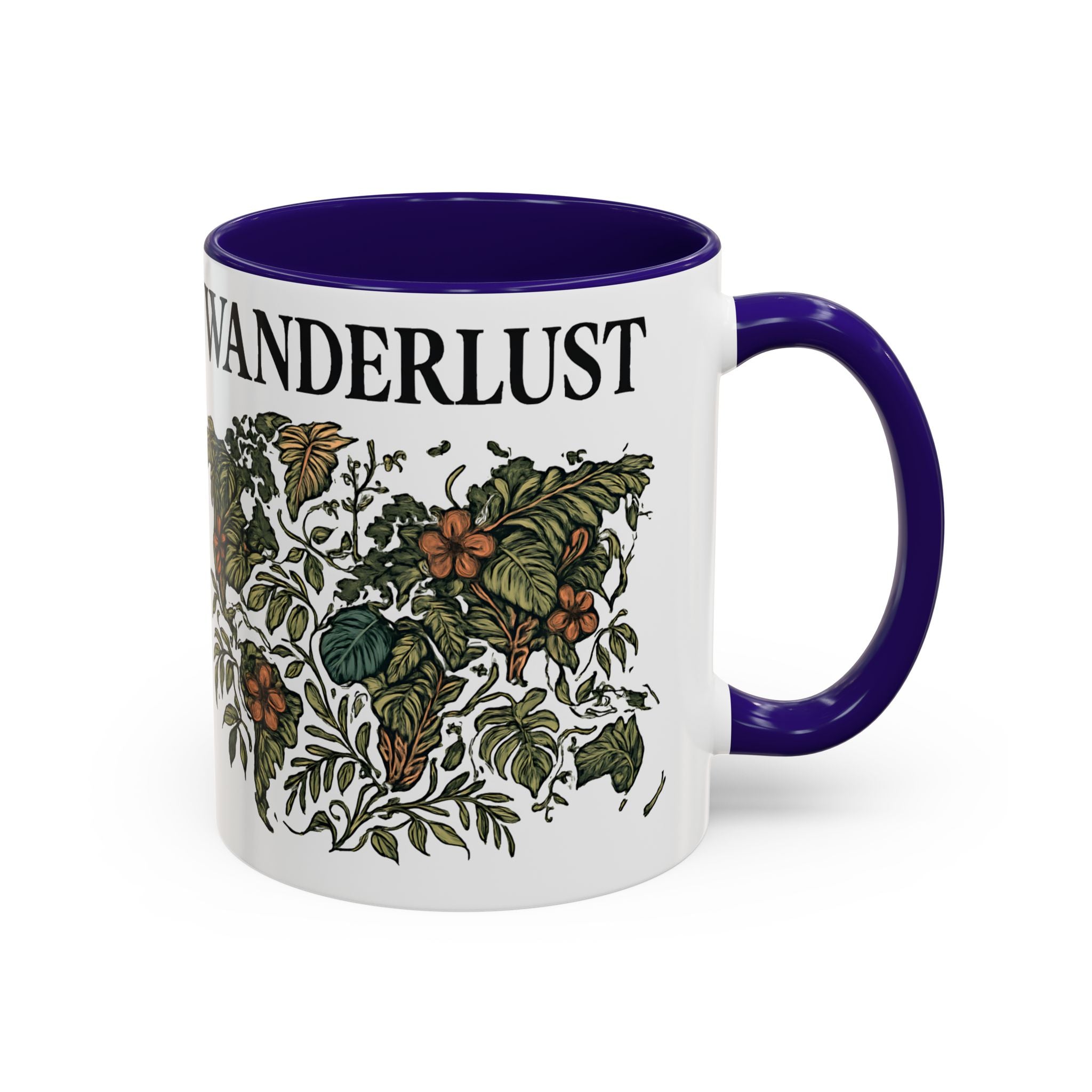 Wanderlust Floral Travel Mug — 11oz/15oz Ceramic Coffee Cup