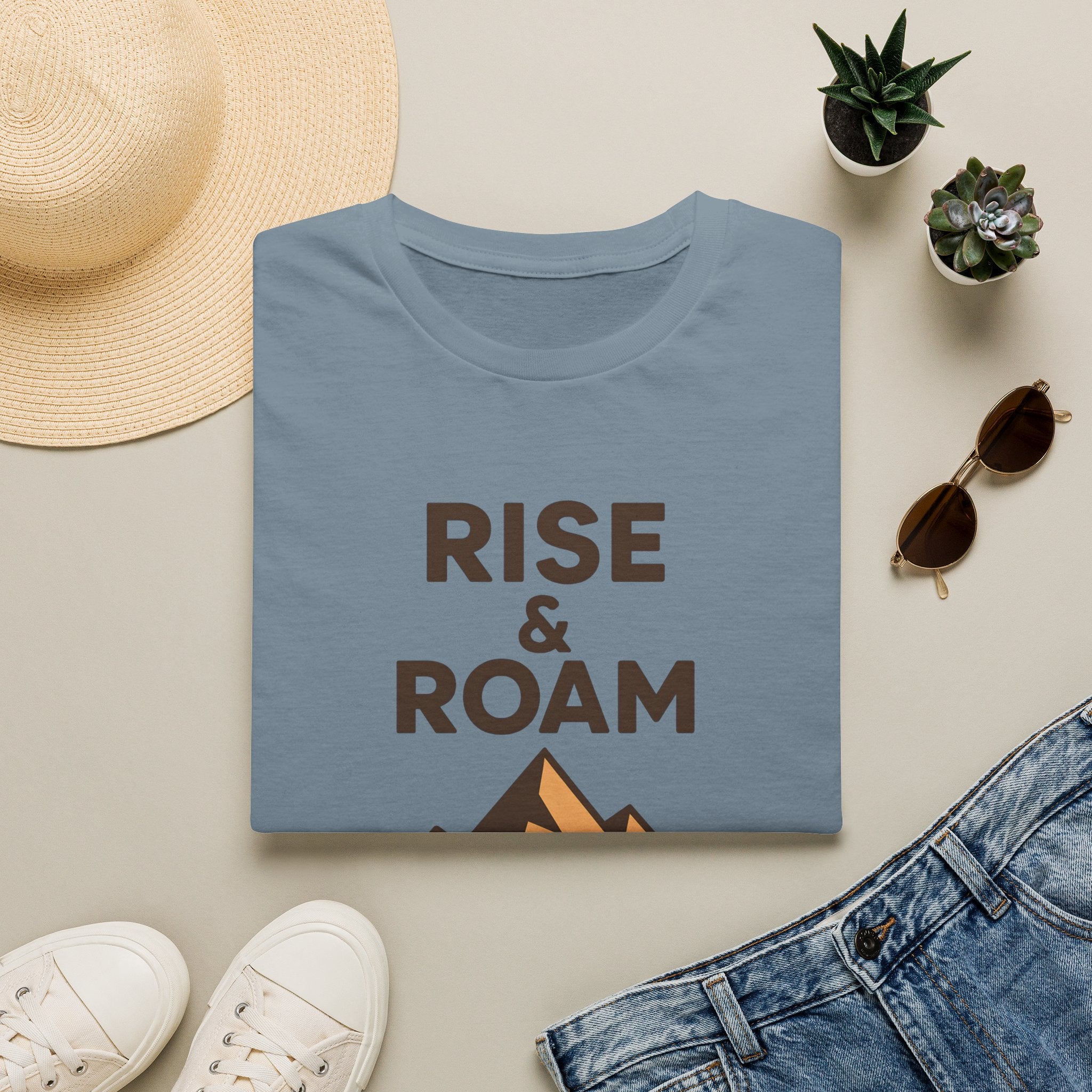 Rise & Roam Mountain T-Shirt — Adventure Graphic Tee for Hikers & Travelers