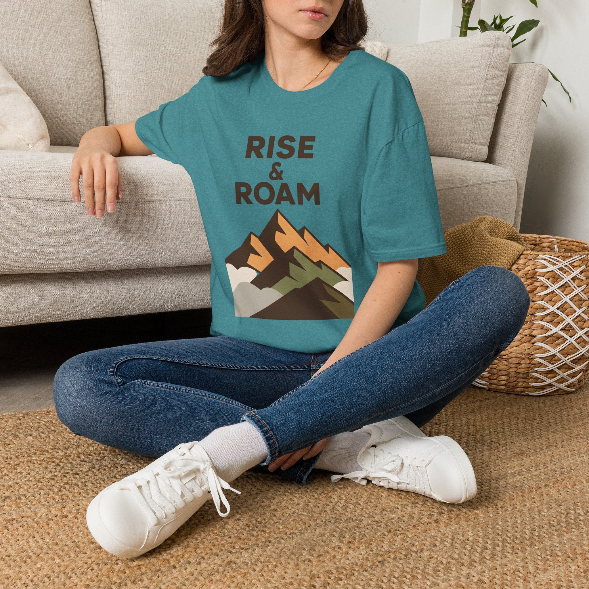 Rise & Roam Mountain T-Shirt — Adventure Graphic Tee for Hikers & Travelers