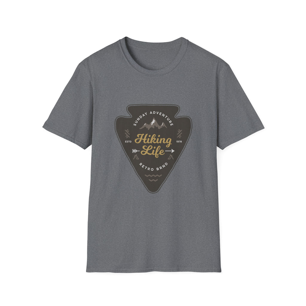 Hiking Life Graphic T-Shirt — Sunday Adventure Mountain Badge Tee
