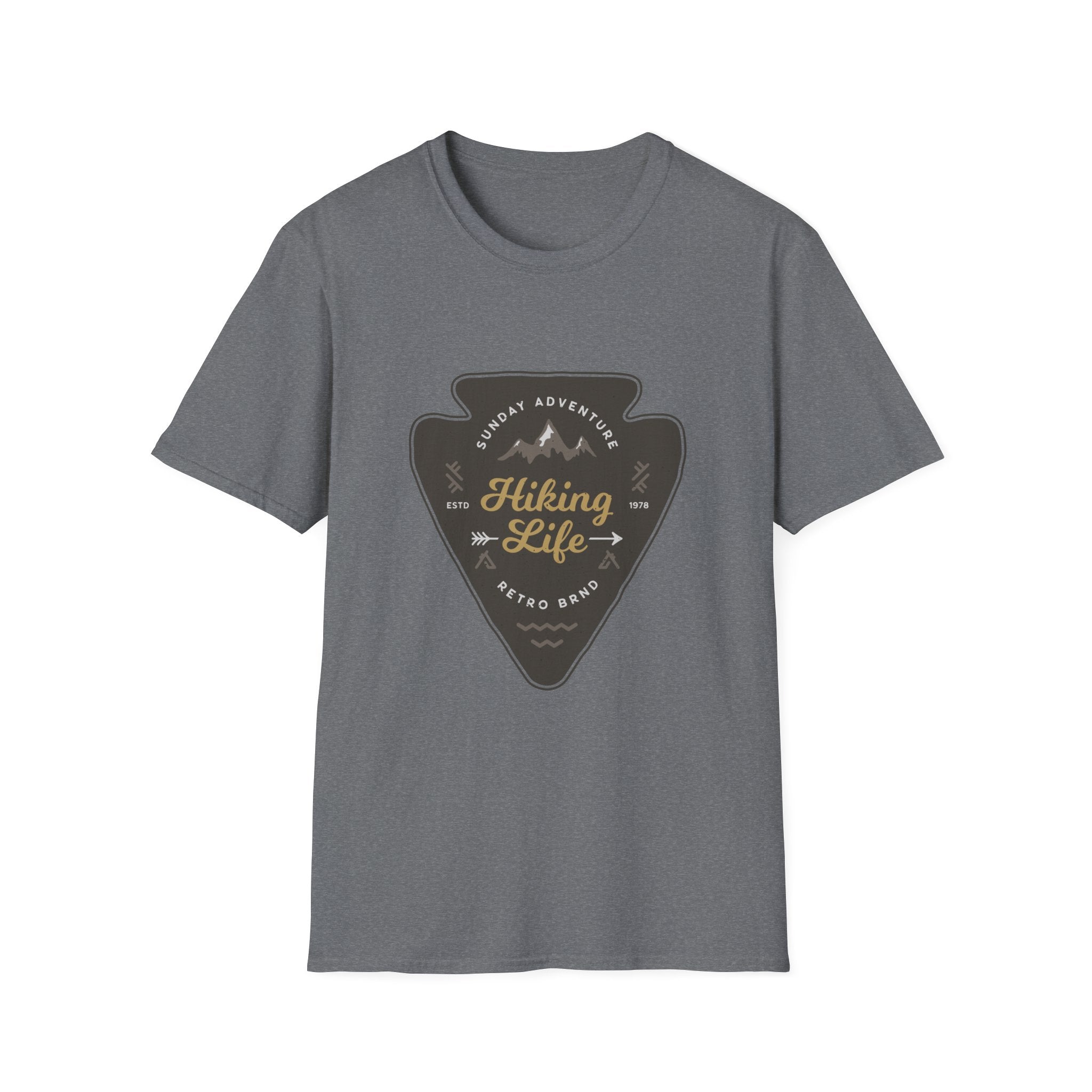 Hiking Life Graphic T-Shirt — Sunday Adventure Mountain Badge Tee