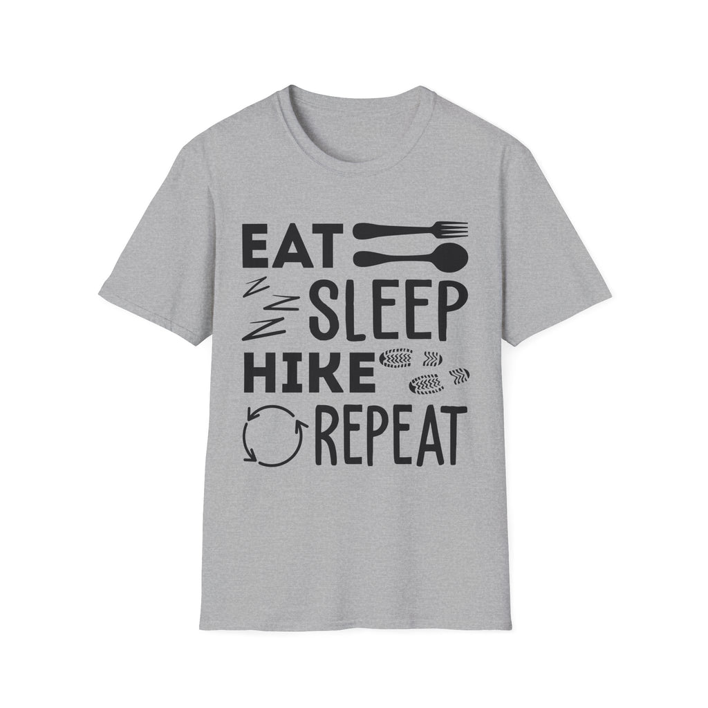Eat Sleep Hike Repeat T‑Shirt — Outdoor Hiking Graphic Tee