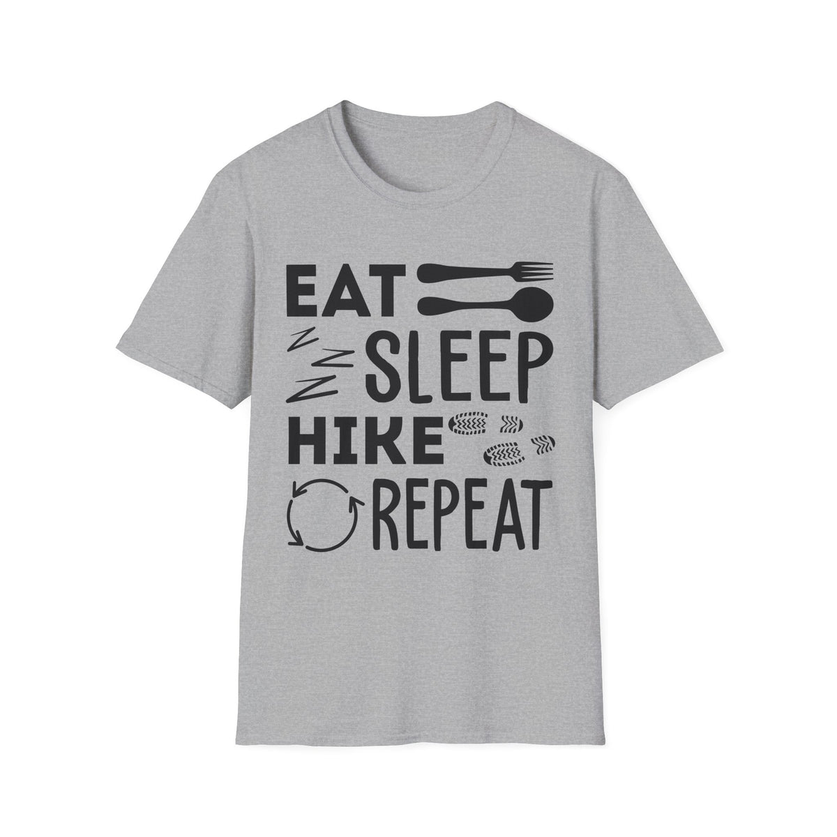 Eat Sleep Hike Repeat T‑Shirt — Outdoor Hiking Graphic Tee