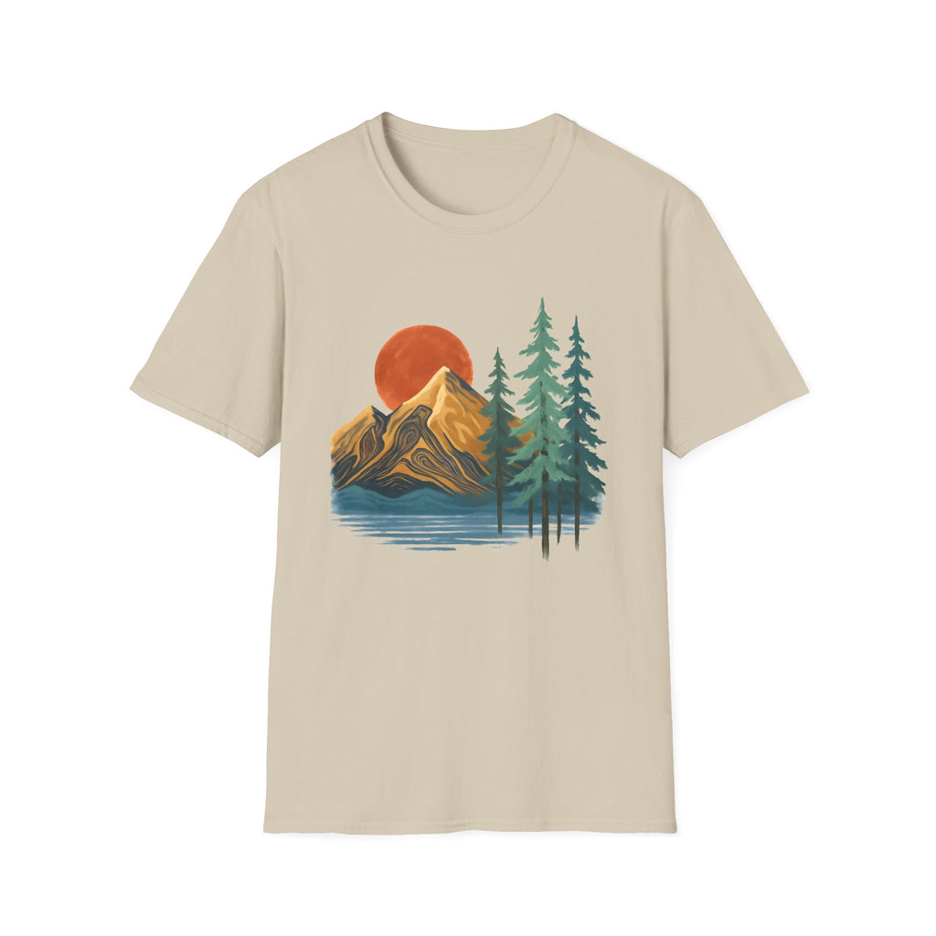 Mountain Sunset T-Shirt — Vintage Pine Forest Graphic