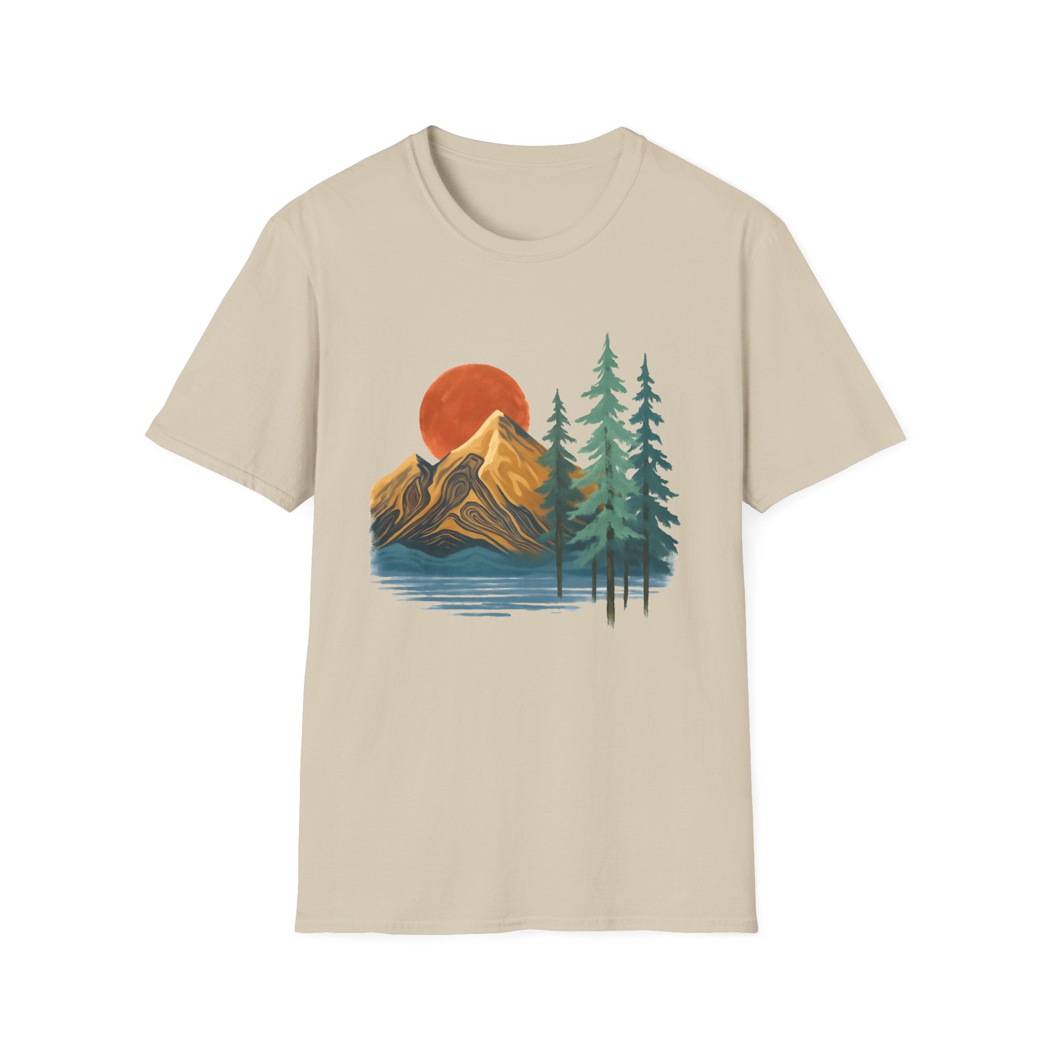 Mountain Sunset T-Shirt — Vintage Pine Forest Graphic