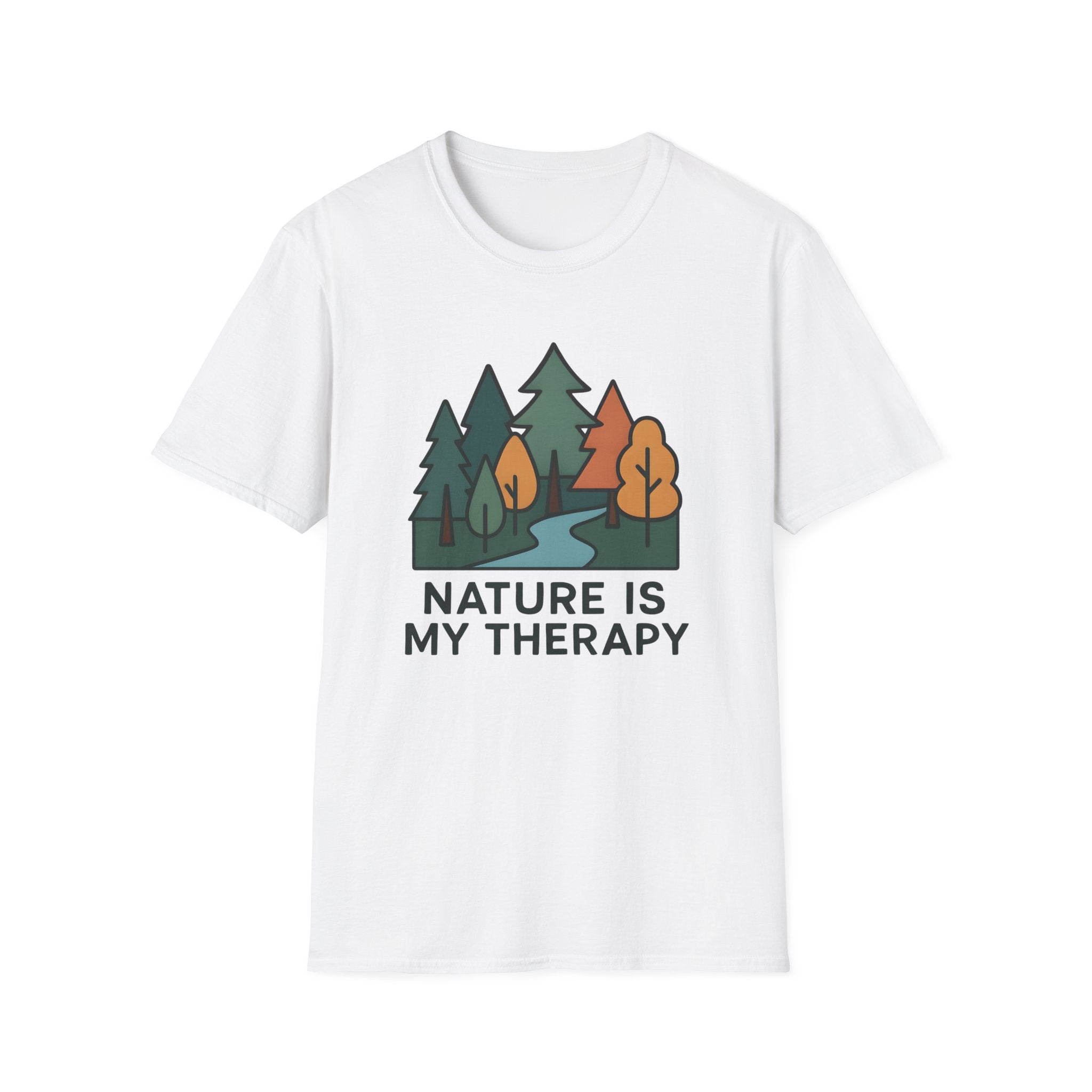 Nature Is My Therapy T-Shirt — Scenic Forest River Graphic Tee