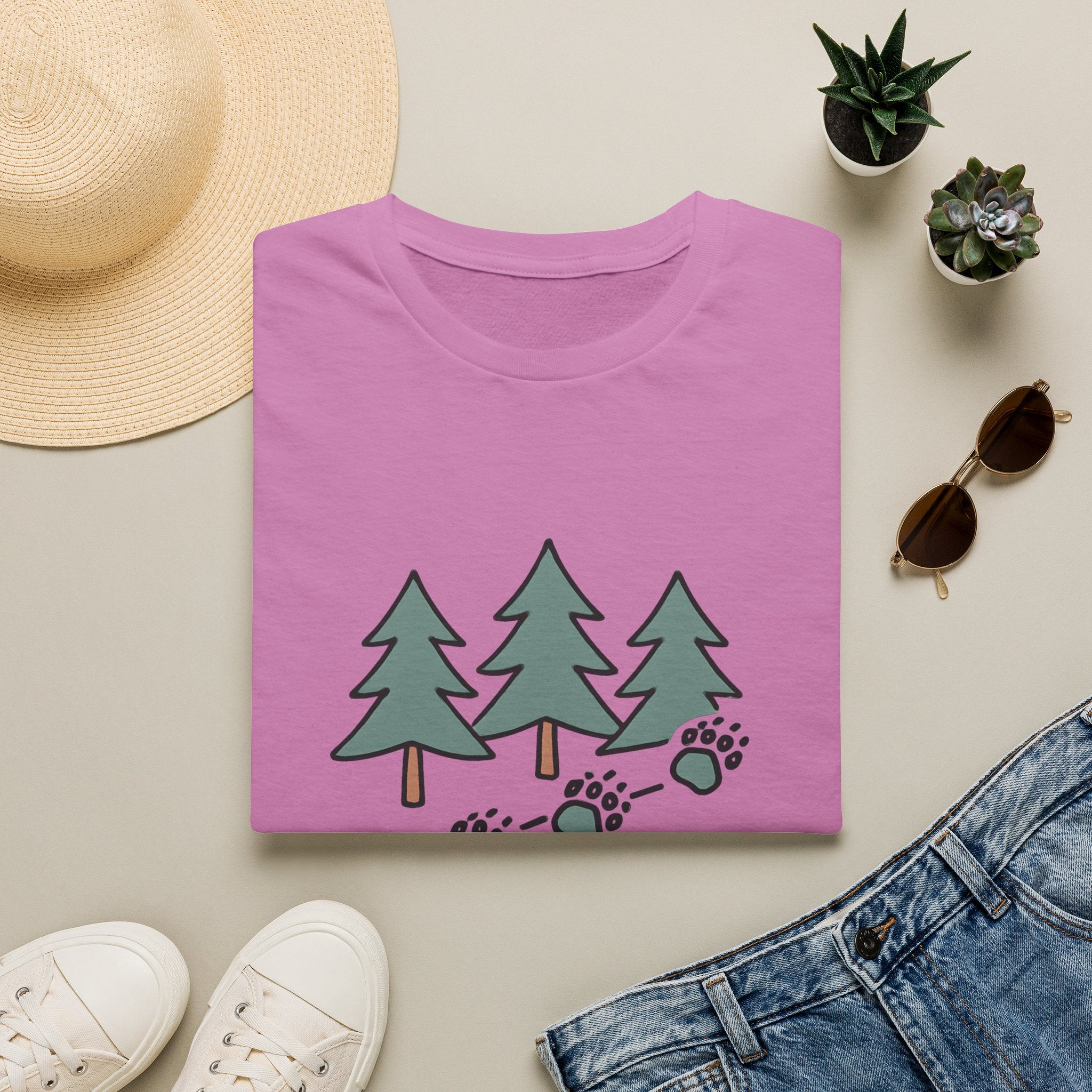 Into the Wild T-Shirt — Pine Trees & Paw Prints Outdoors Tee