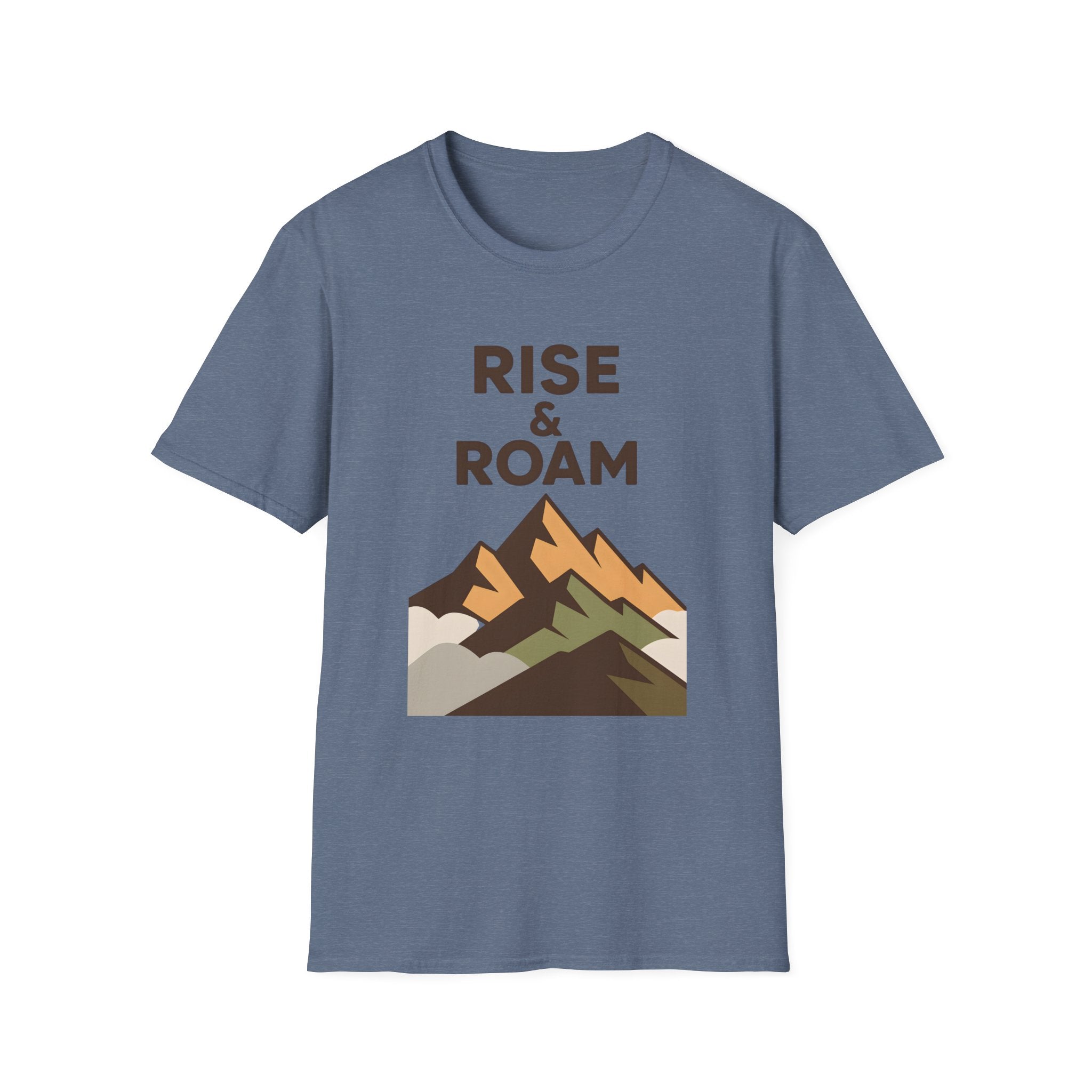 Rise & Roam Mountain T-Shirt — Adventure Graphic Tee for Hikers & Travelers