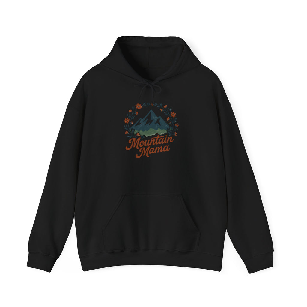 Mountain Mama Hoodie — Floral Mountain Graphic Pullover for Outdoor Moms