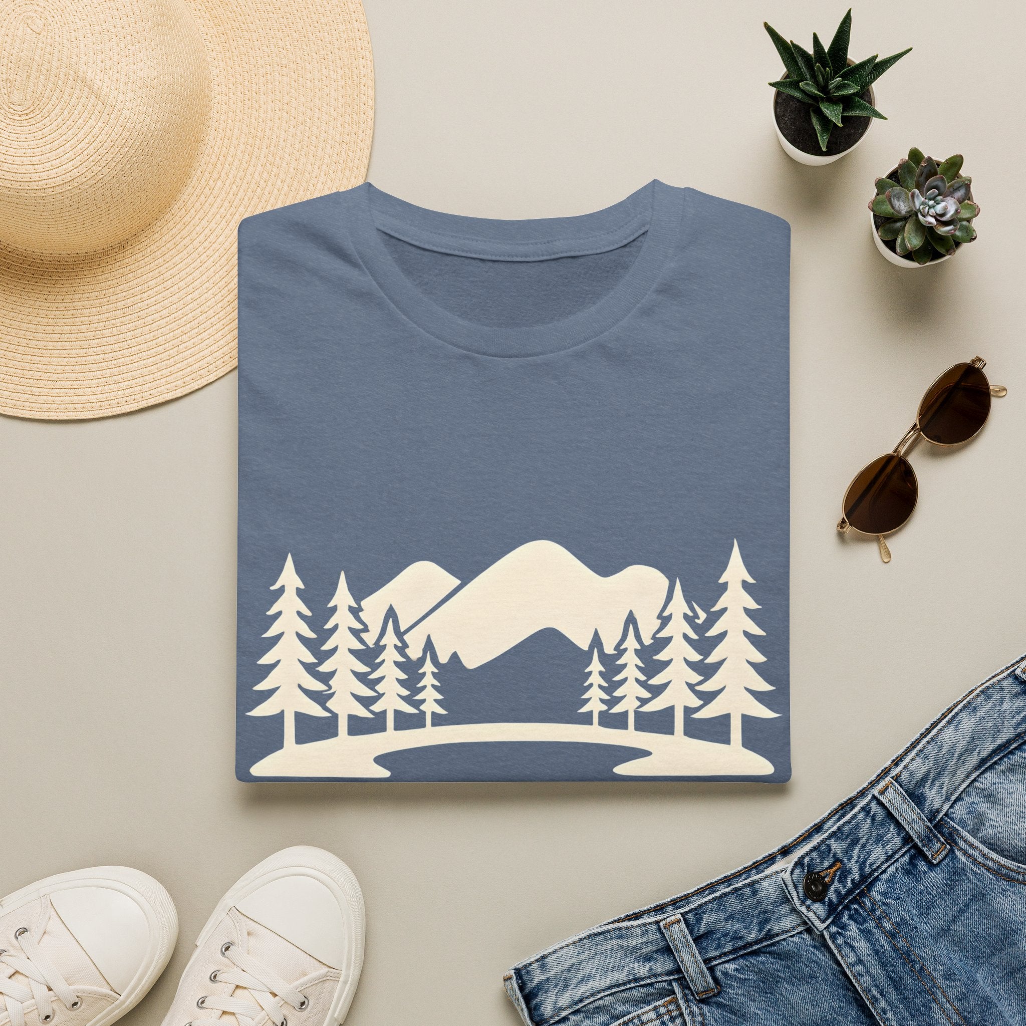 Mountain Pines T-Shirt — Minimal Scenic Forest Graphic