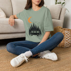 T-Shirt: Retro Camper Night Moon Tee — Forest Van Camping Graphic