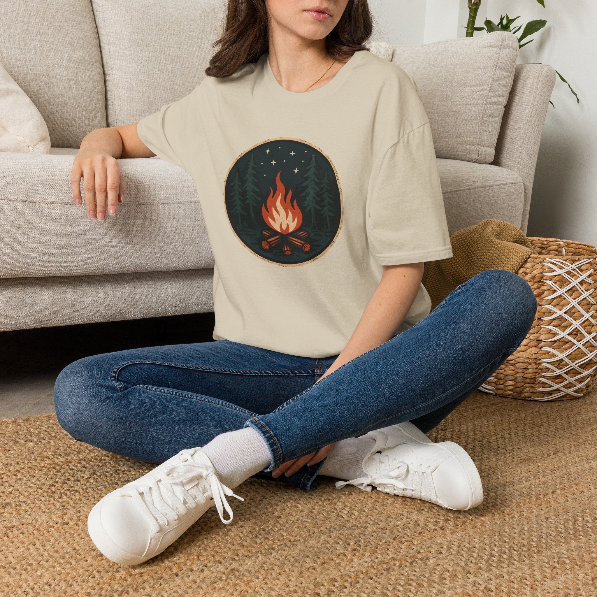 Campfire Night T-Shirt — Cozy Wilderness Bonfire Graphic Tee