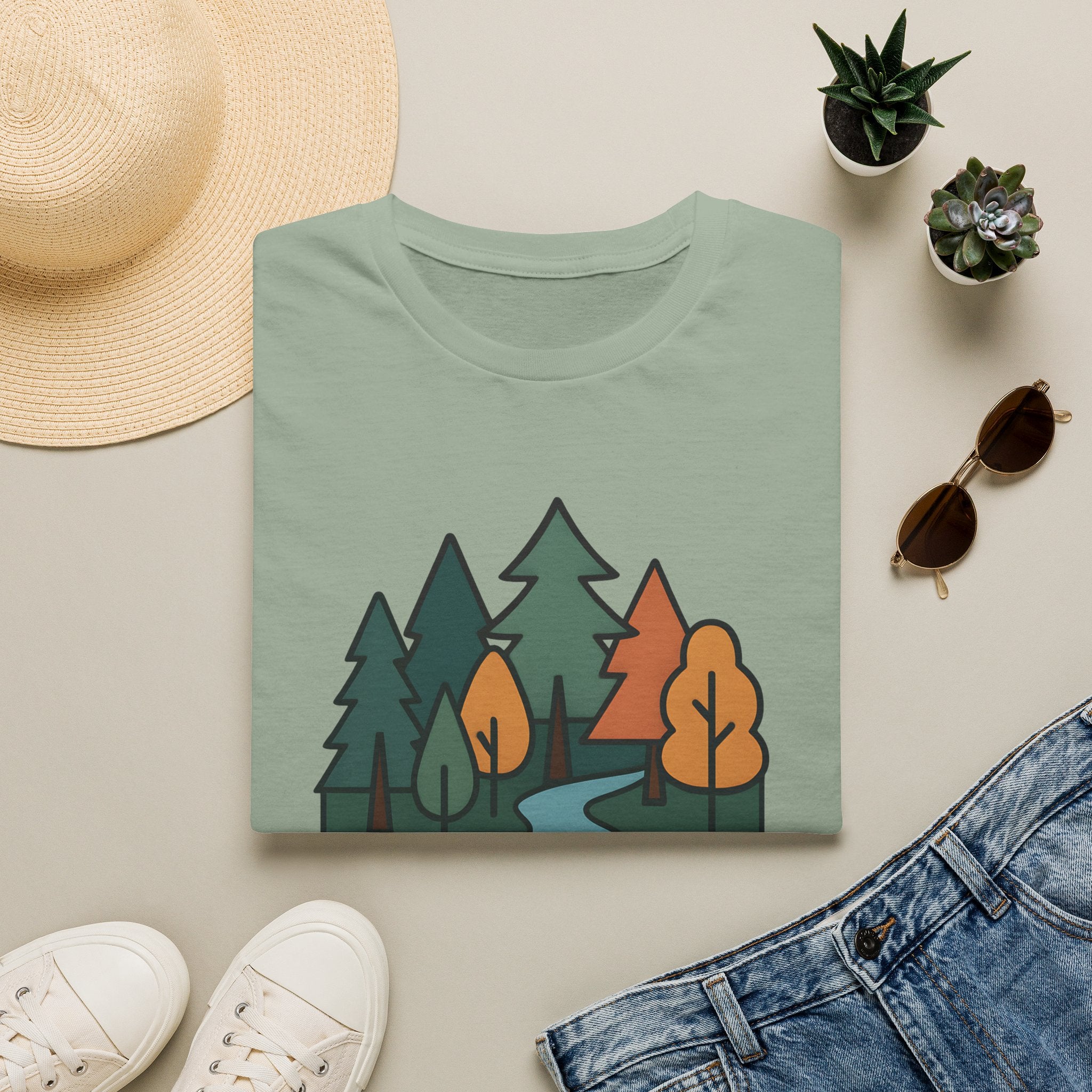 Nature Is My Therapy T-Shirt — Scenic Forest River Graphic Tee