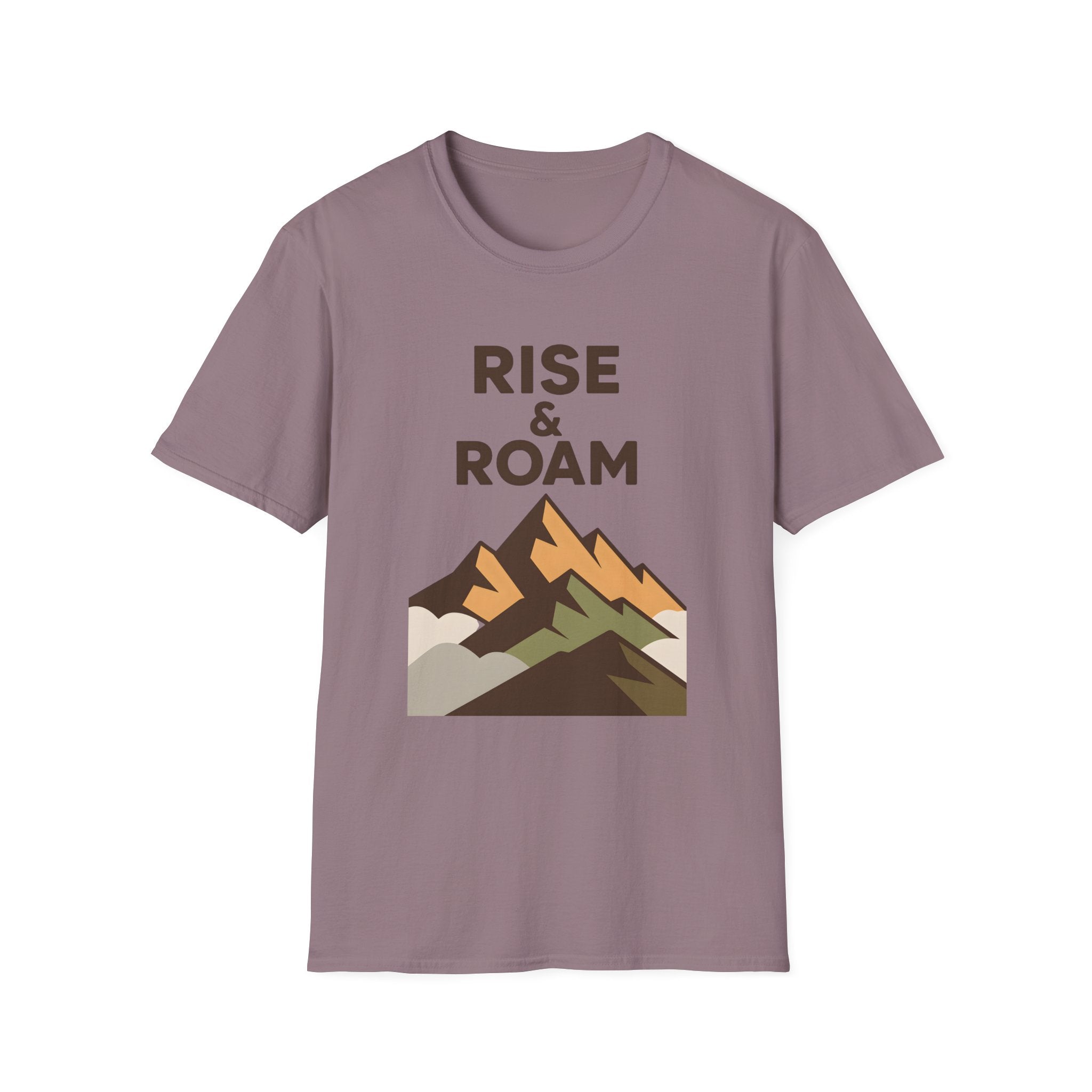 Rise & Roam Mountain T-Shirt — Adventure Graphic Tee for Hikers & Travelers