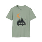 T-Shirt: Retro Camper Night Moon Tee — Forest Van Camping Graphic