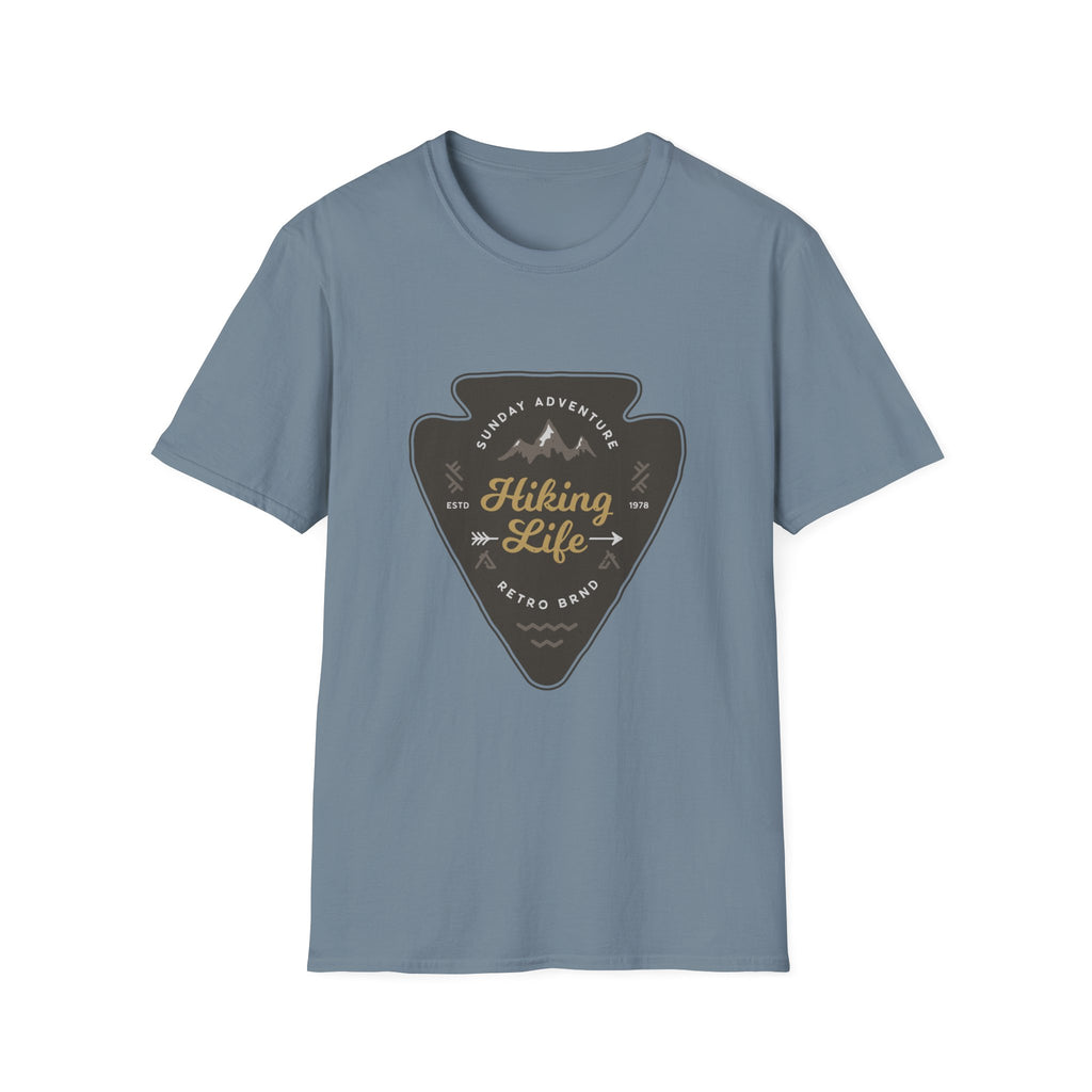 Hiking Life Graphic T-Shirt — Sunday Adventure Mountain Badge Tee