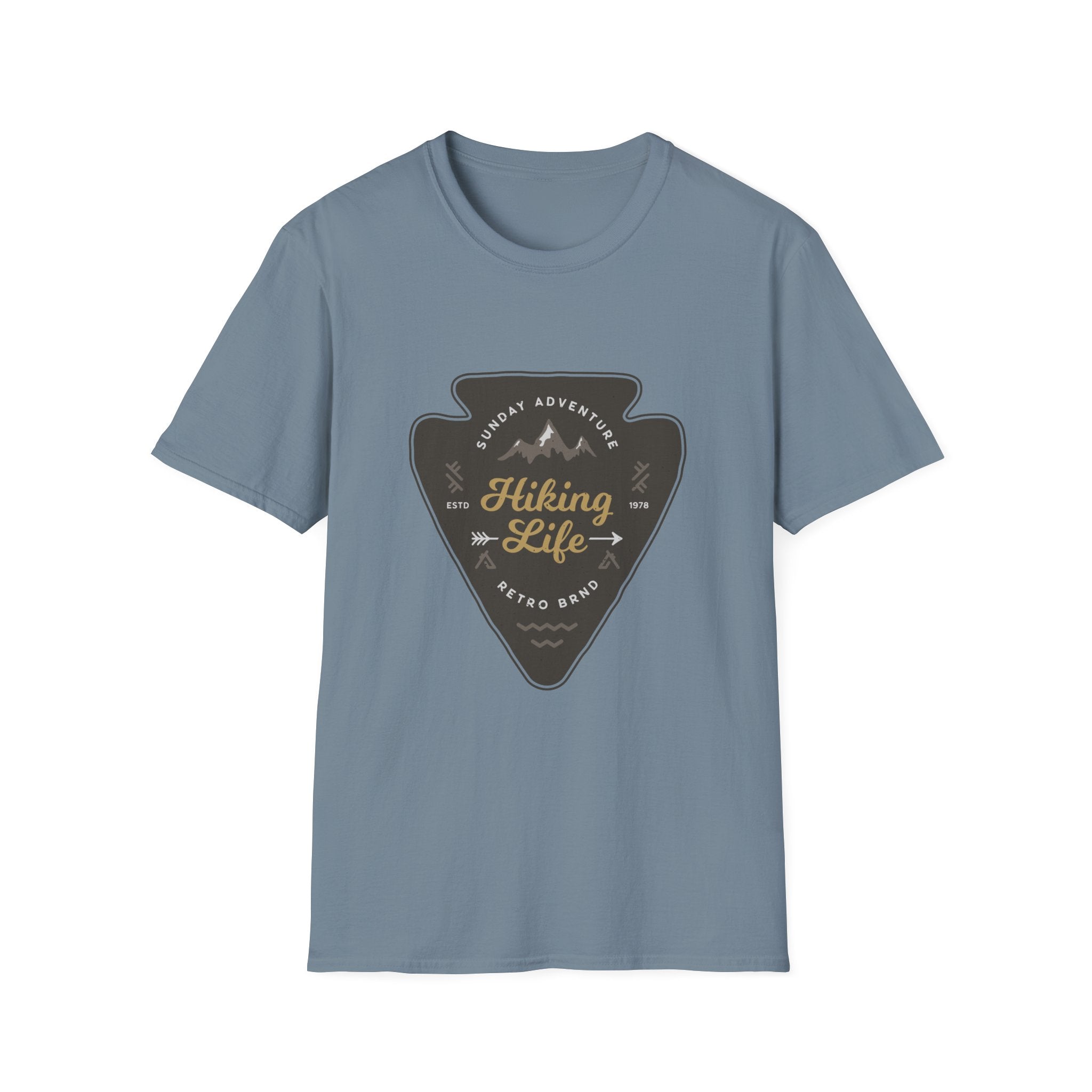 Hiking Life Graphic T-Shirt — Sunday Adventure Mountain Badge Tee