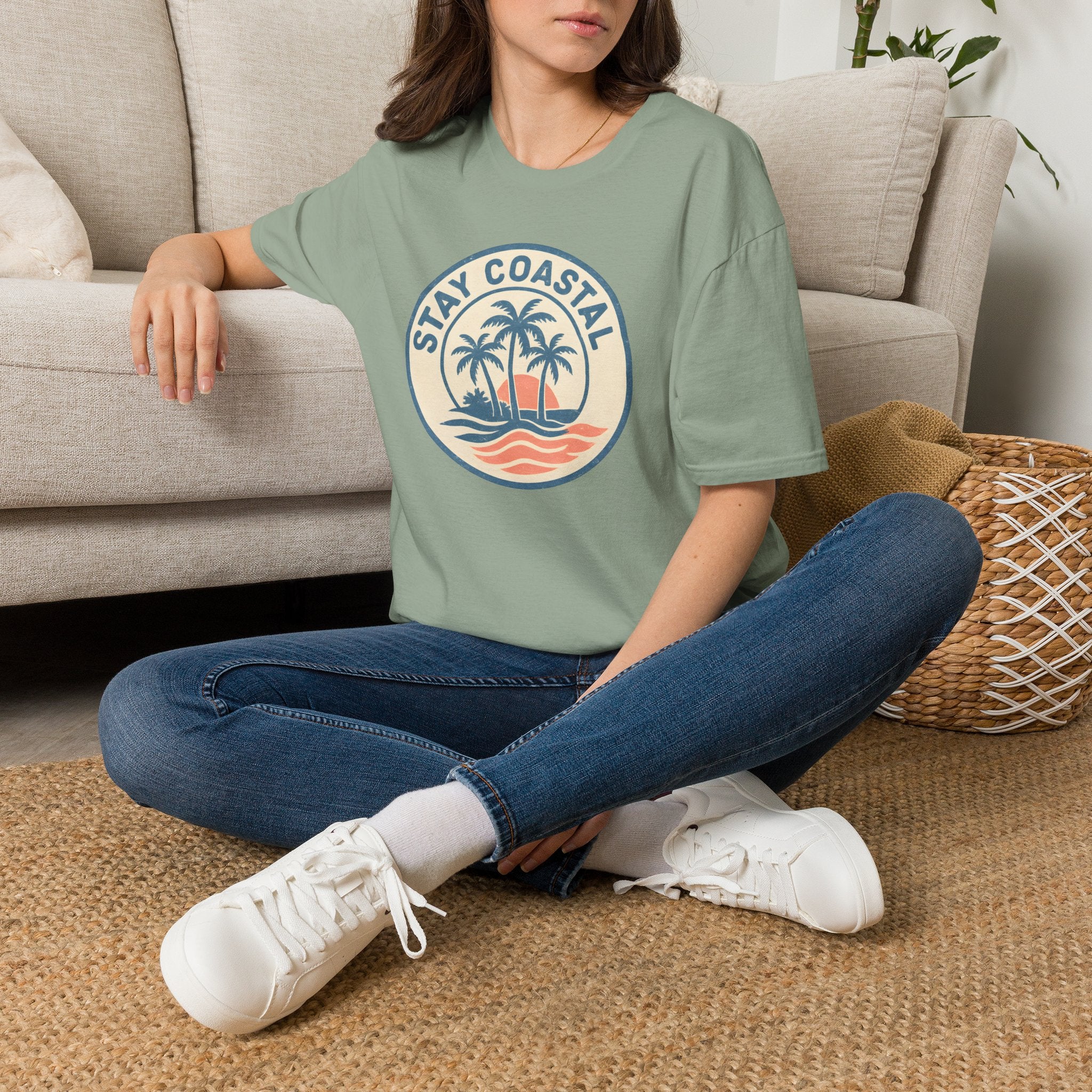 Stay Coastal T-Shirt — Vintage Palm Beach Sunset Tee