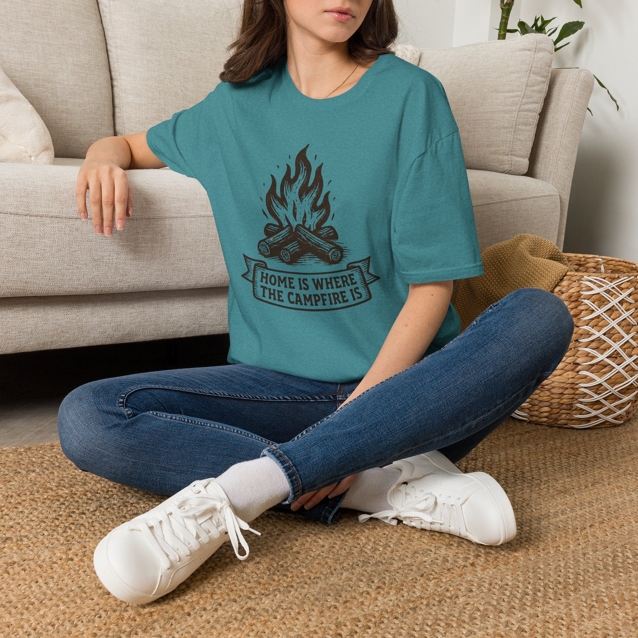 Campfire Graphic T-Shirt — "Home Is Where the Campfire Is" Outdoor Tee