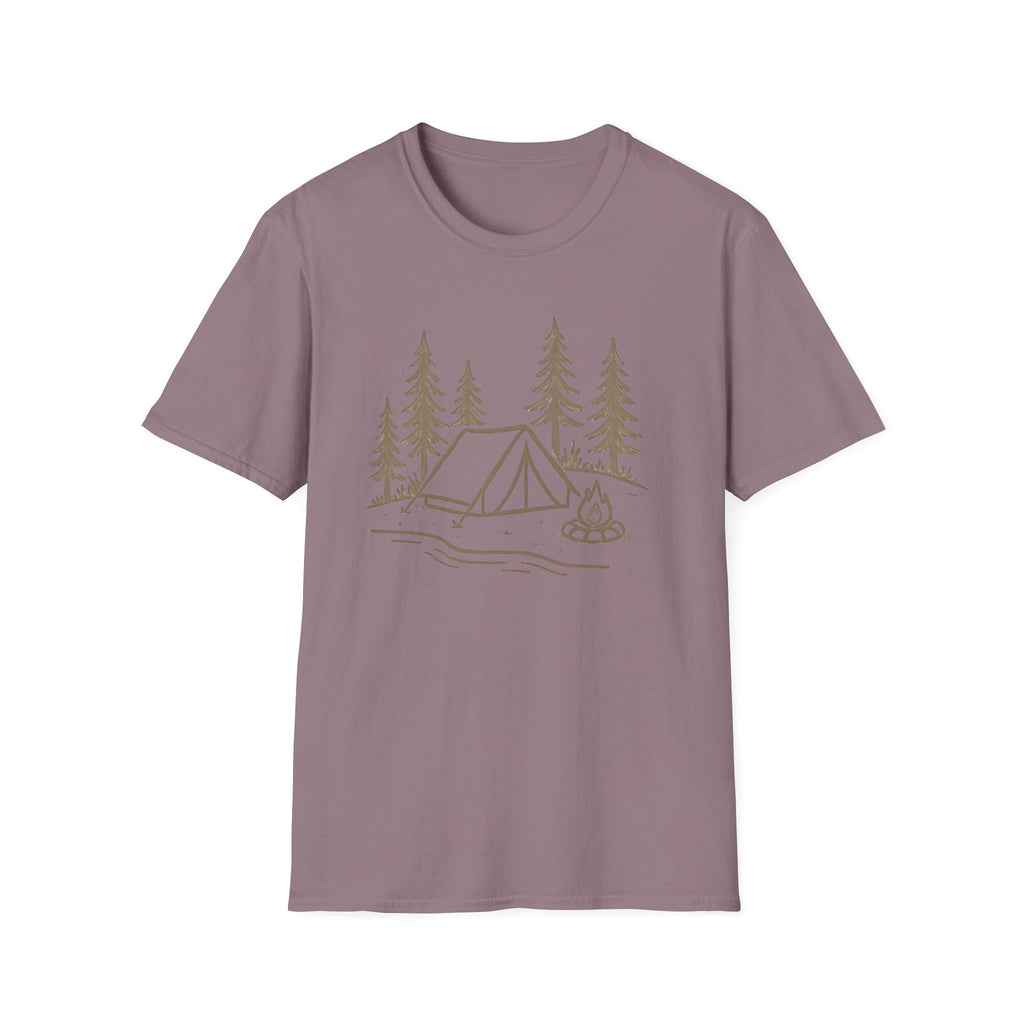 Camping Tent Graphic T-Shirt — Minimal Forest Campsite Tee