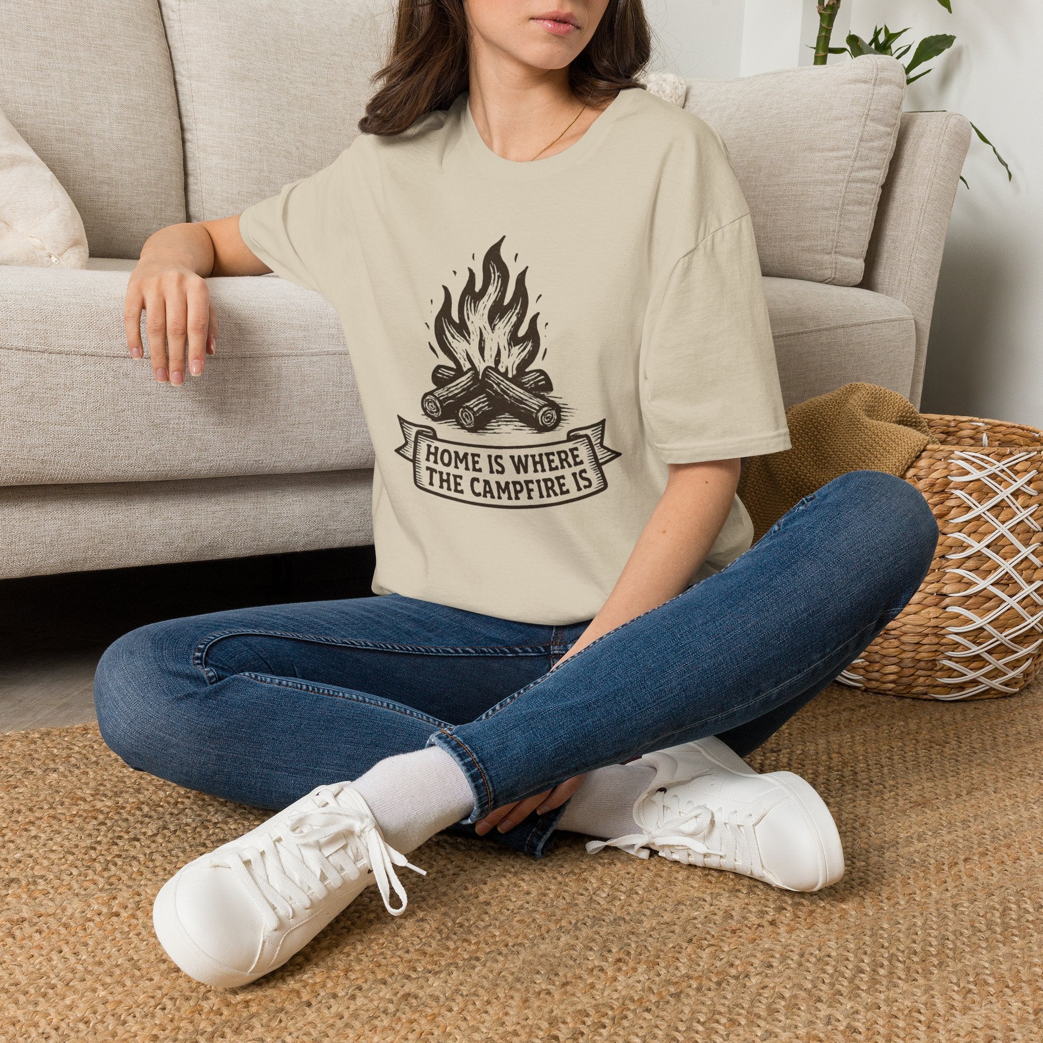 Campfire Graphic T-Shirt — "Home Is Where the Campfire Is" Outdoor Tee