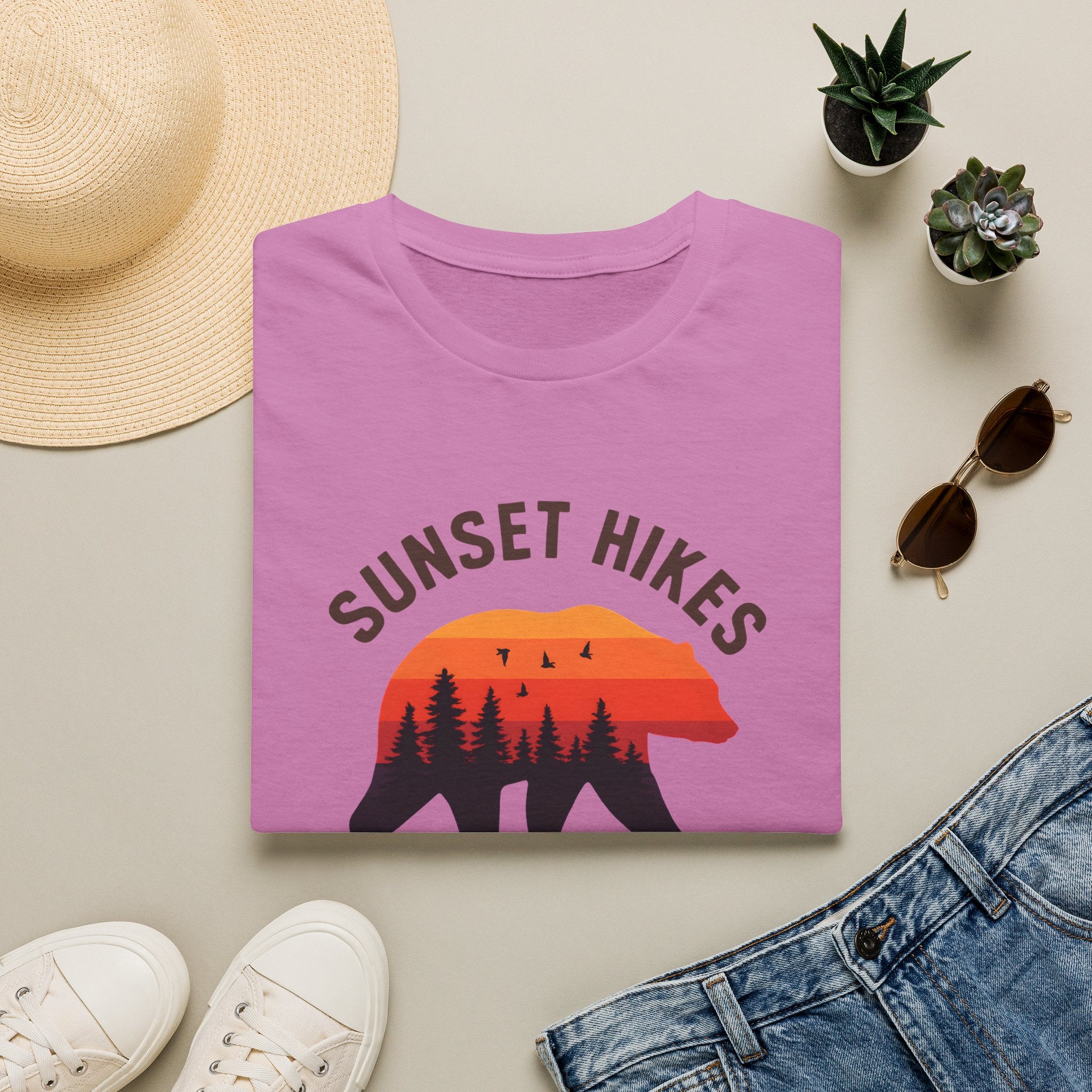 Sunset Hikes T-Shirt — Bear Silhouette Mountain Sunset Tee