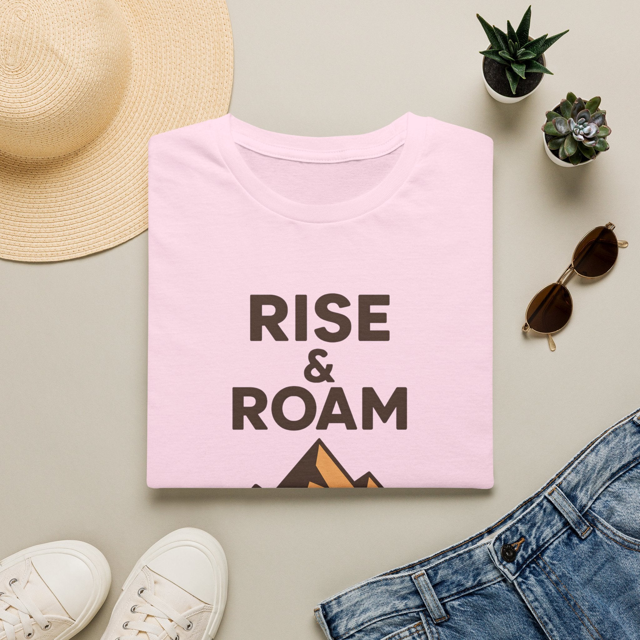 Rise & Roam Mountain T-Shirt — Adventure Graphic Tee for Hikers & Travelers