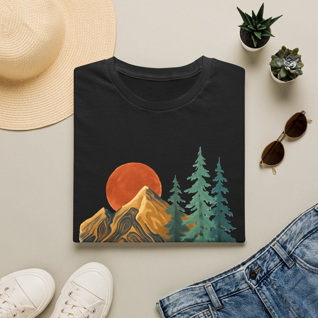 Mountain Sunset T-Shirt — Vintage Pine Forest Graphic