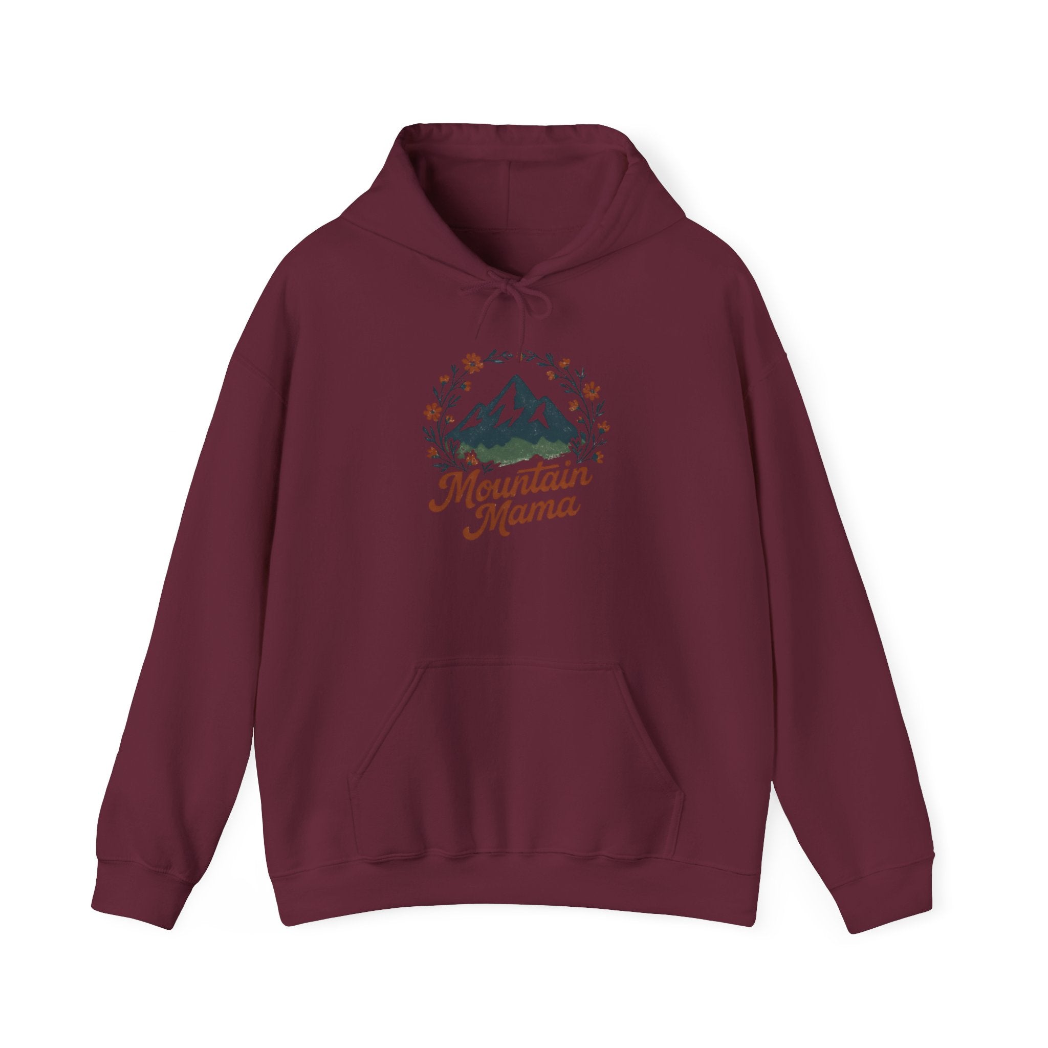 Mountain Mama Hoodie — Floral Mountain Graphic Pullover for Outdoor Moms