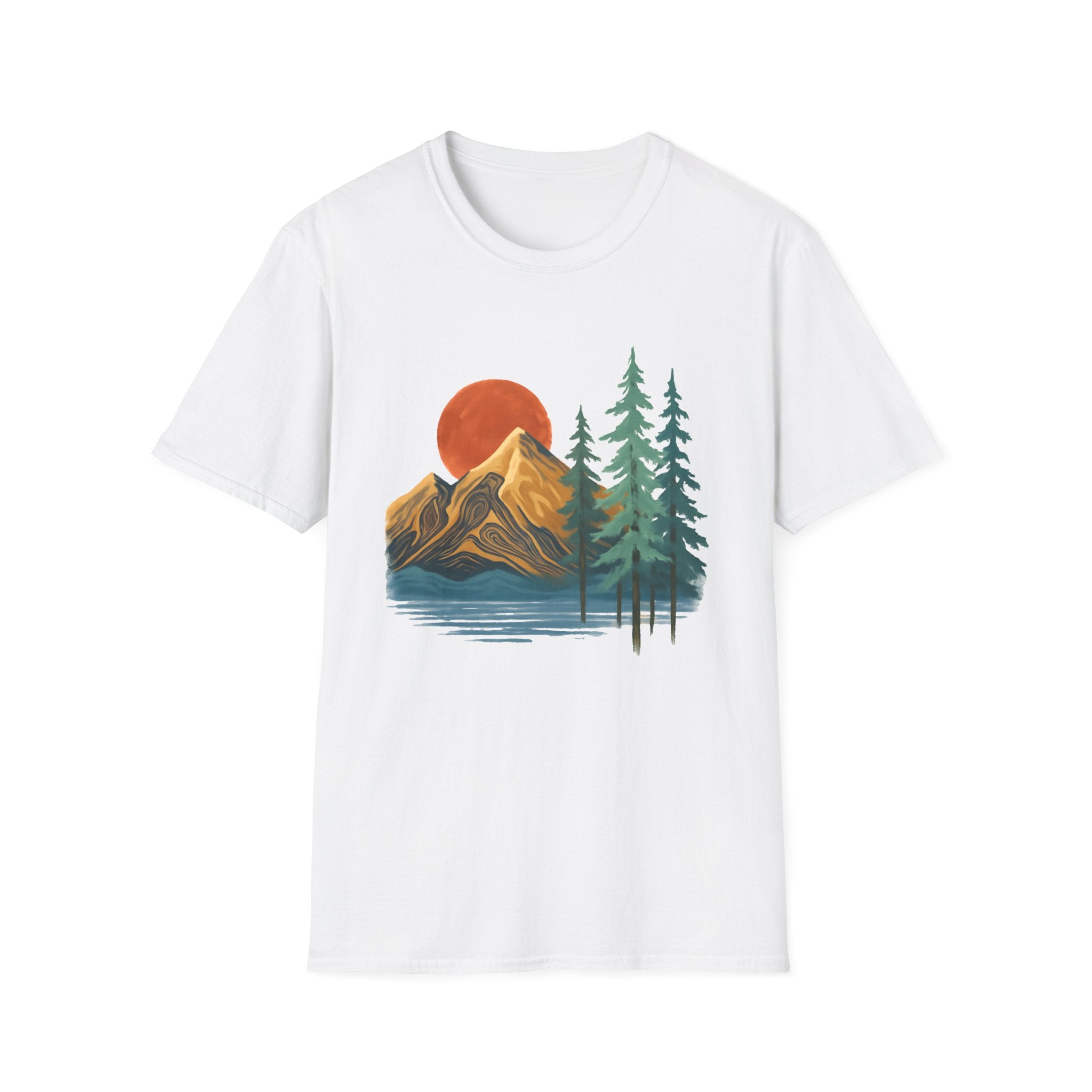 Mountain Sunset T-Shirt — Vintage Pine Forest Graphic