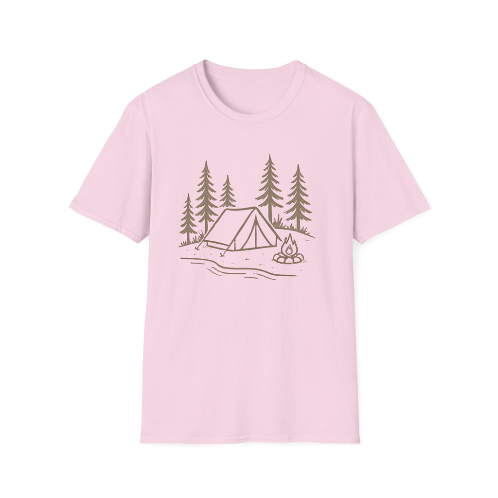 Camping Tent Graphic T-Shirt — Minimal Forest Campsite Tee