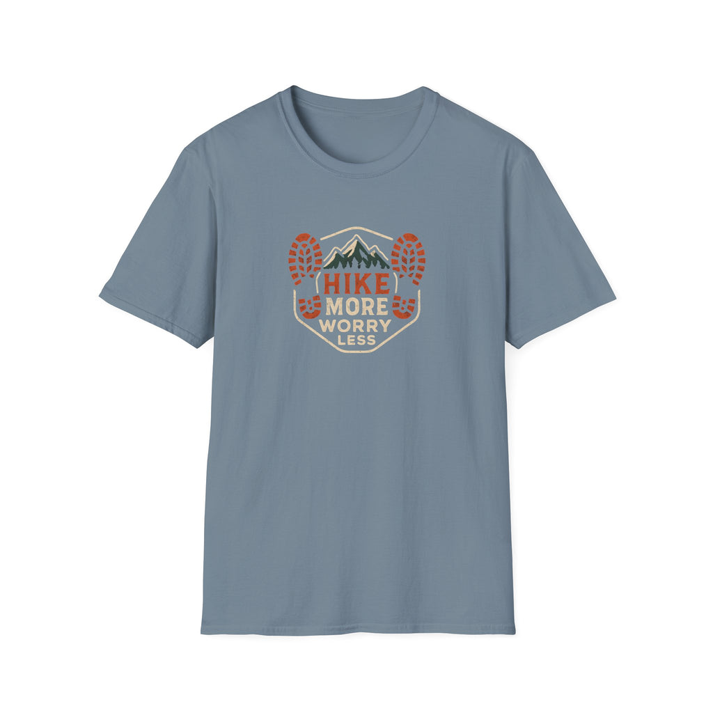 Hike More Worry Less T-Shirt — Outdoor Hiking Graphic Tee