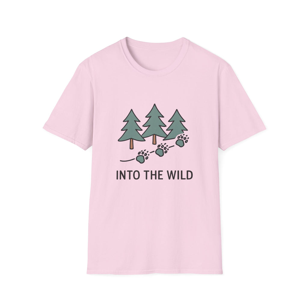 Into the Wild T-Shirt — Pine Trees & Paw Prints Outdoors Tee