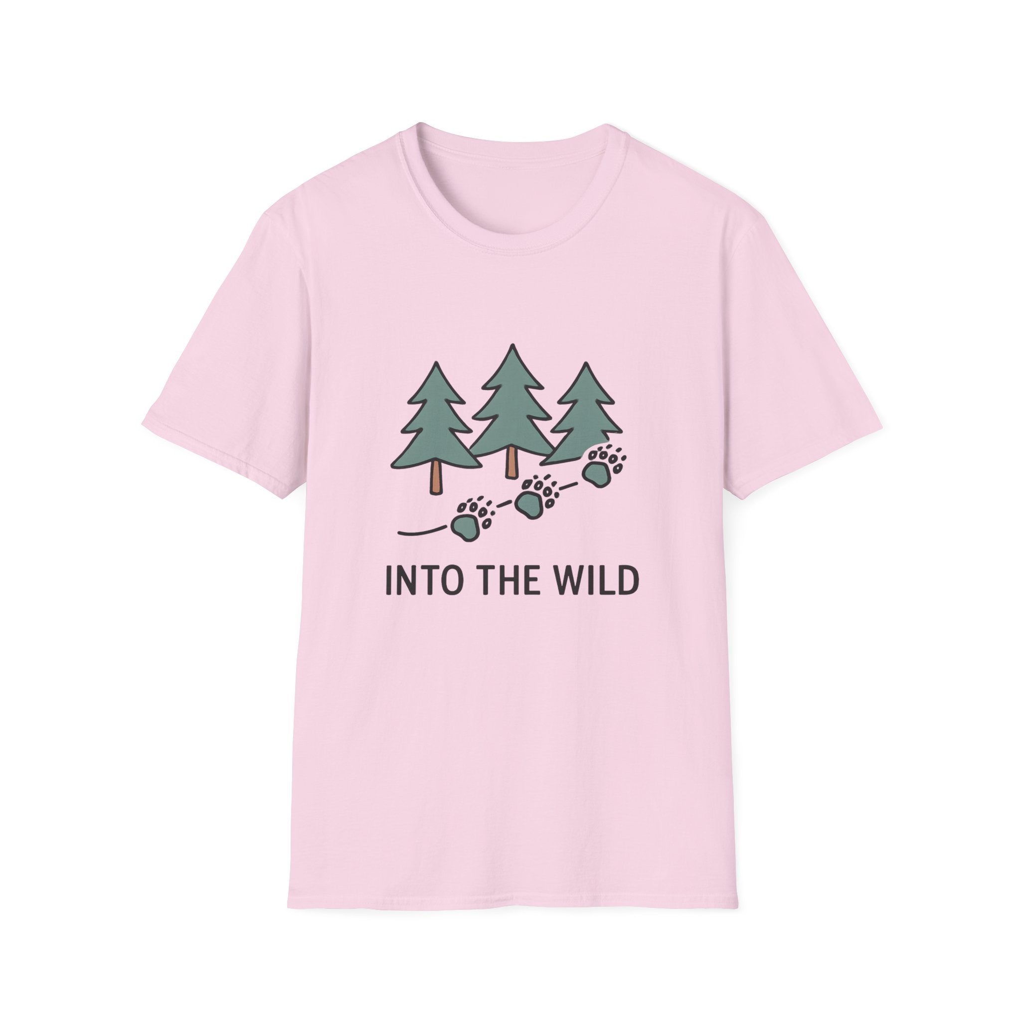 Into the Wild T-Shirt — Pine Trees & Paw Prints Outdoors Tee