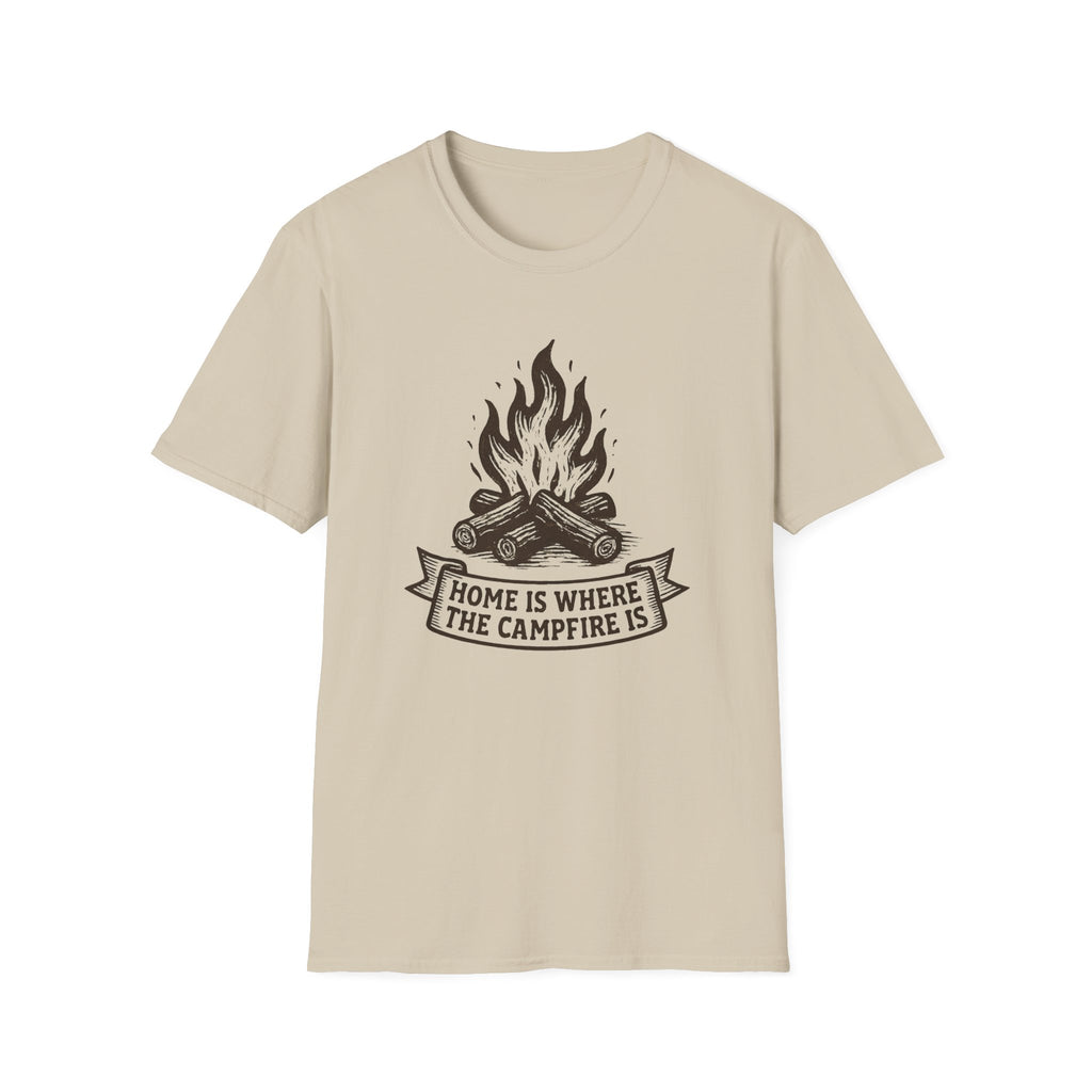 Campfire Graphic T-Shirt — "Home Is Where the Campfire Is" Outdoor Tee