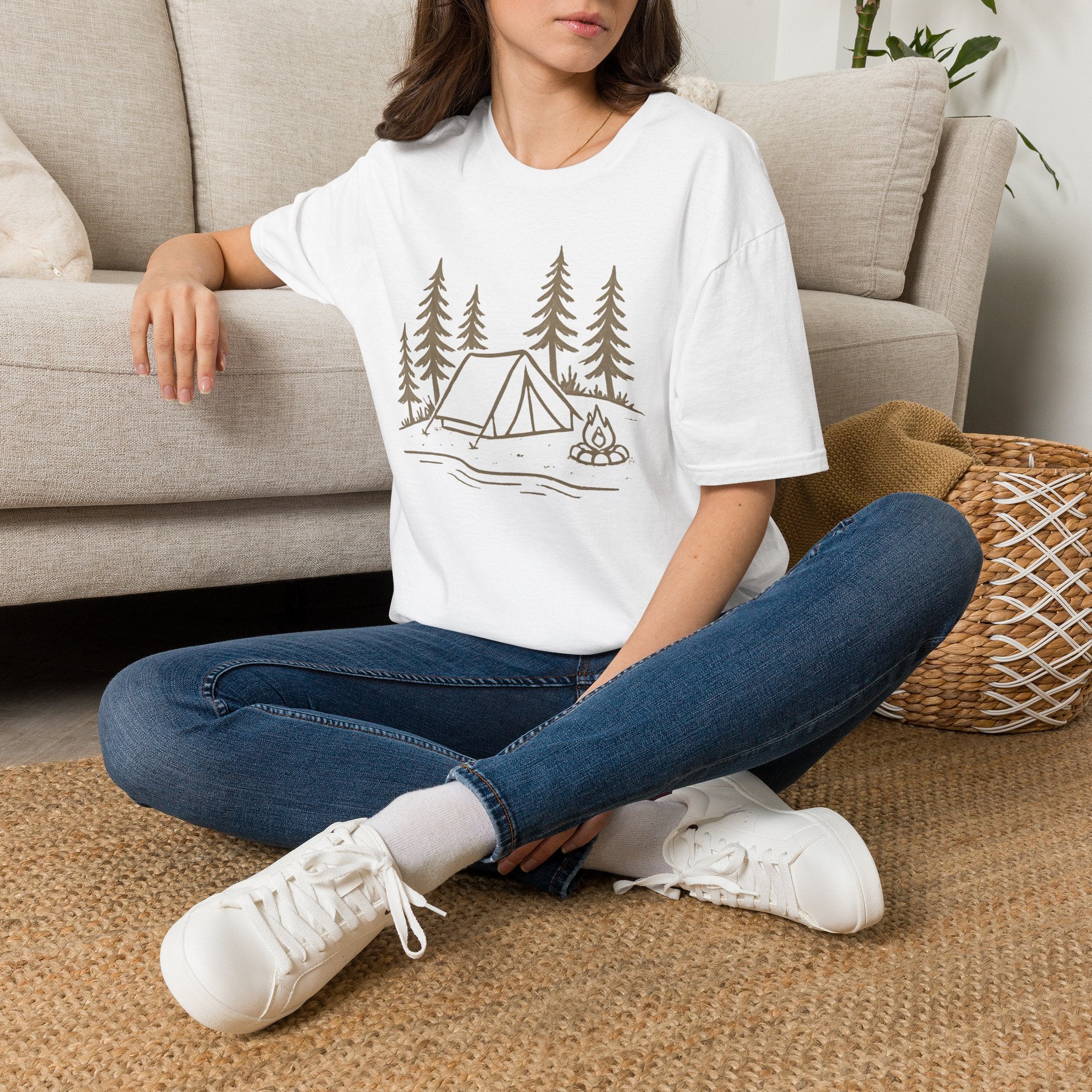 Camping Tent Graphic T-Shirt — Minimal Forest Campsite Tee