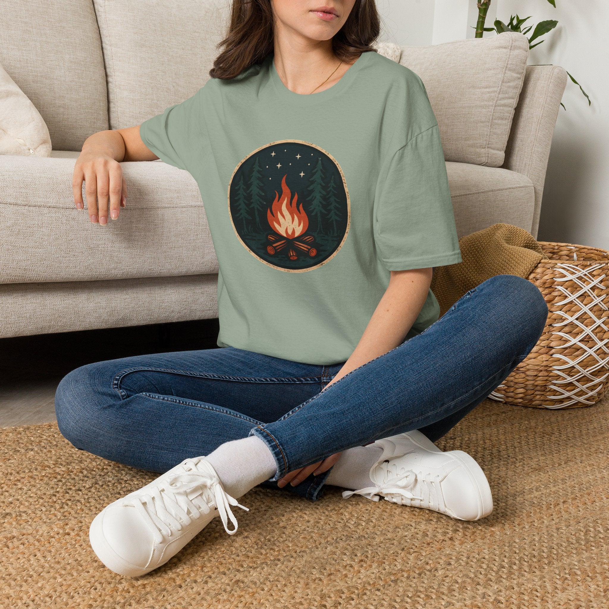 Campfire Night T-Shirt — Cozy Wilderness Bonfire Graphic Tee
