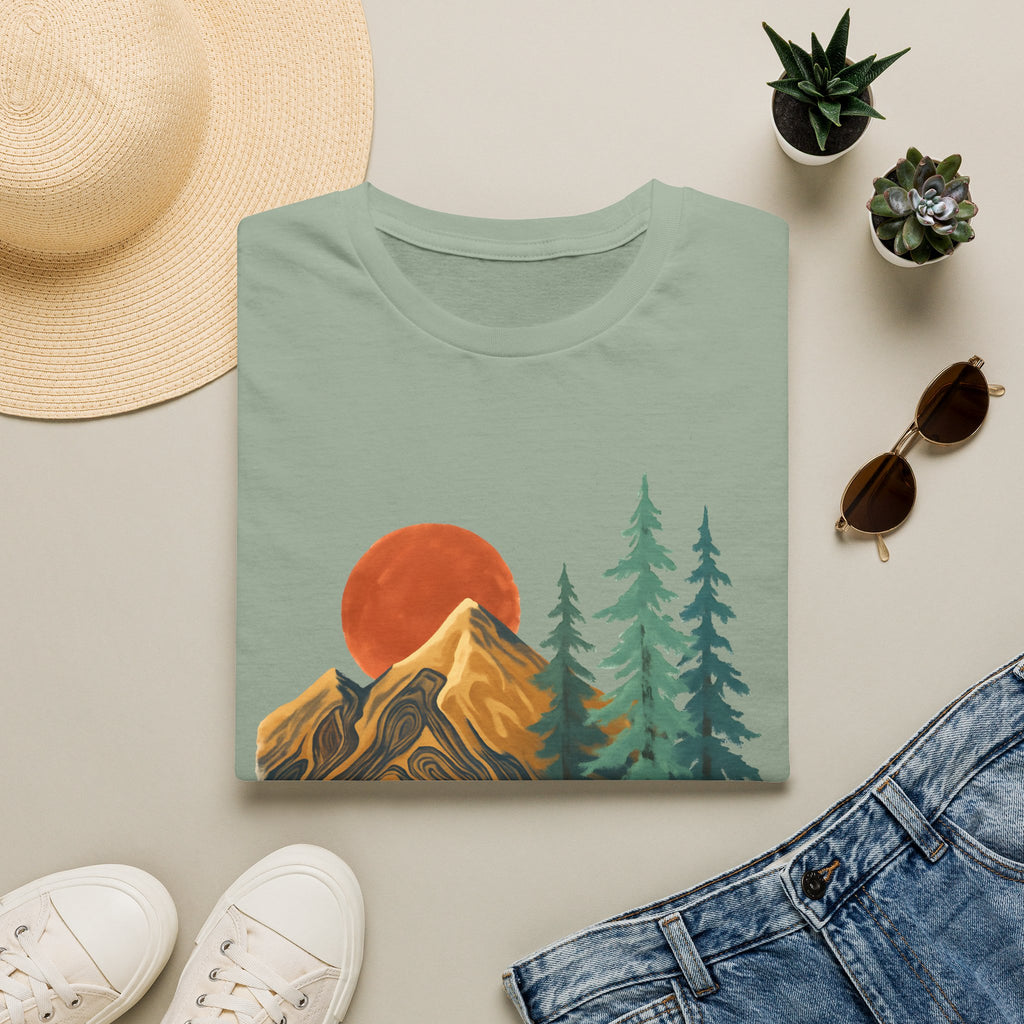 Mountain Sunset T-Shirt — Vintage Pine Forest Graphic