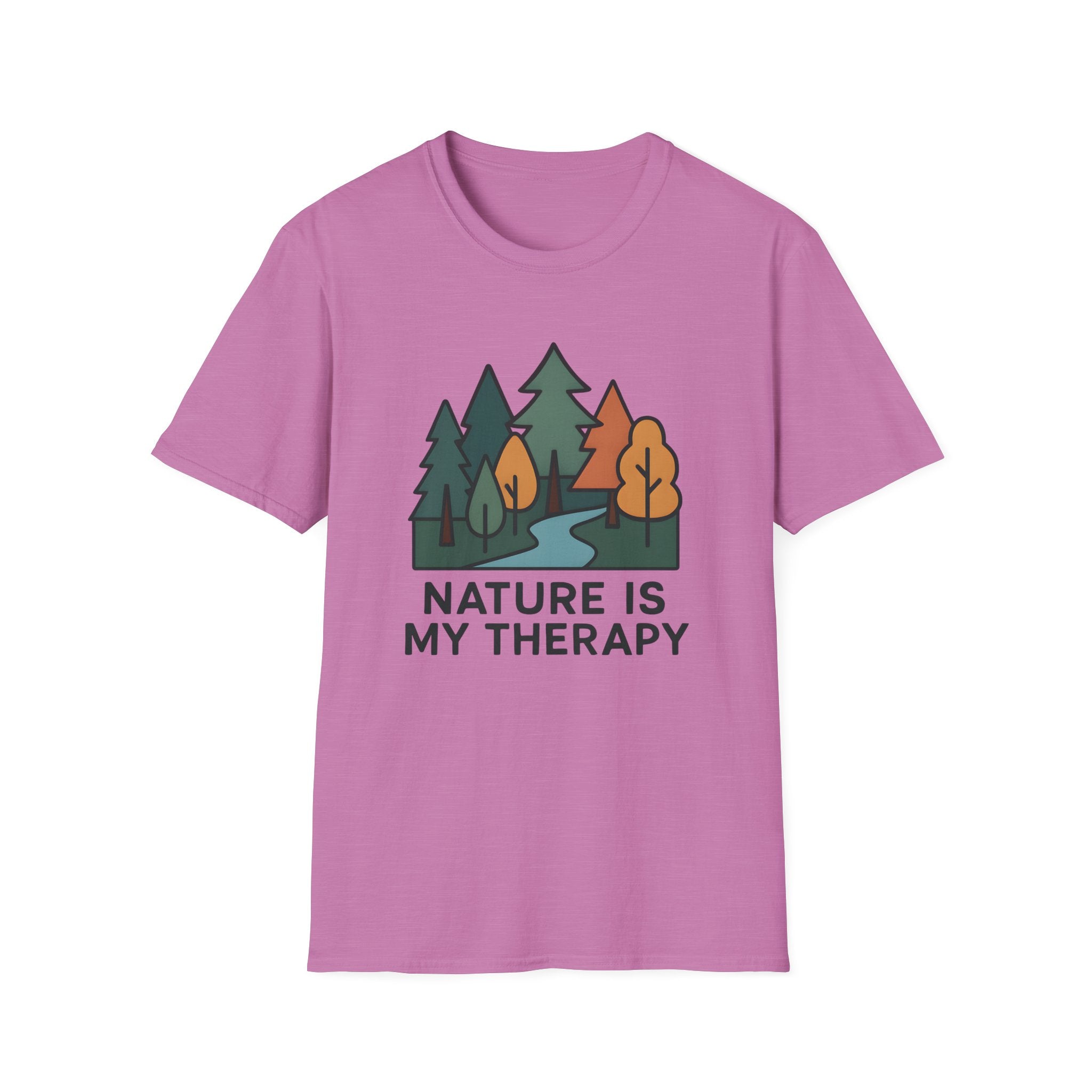 Nature Is My Therapy T-Shirt — Scenic Forest River Graphic Tee