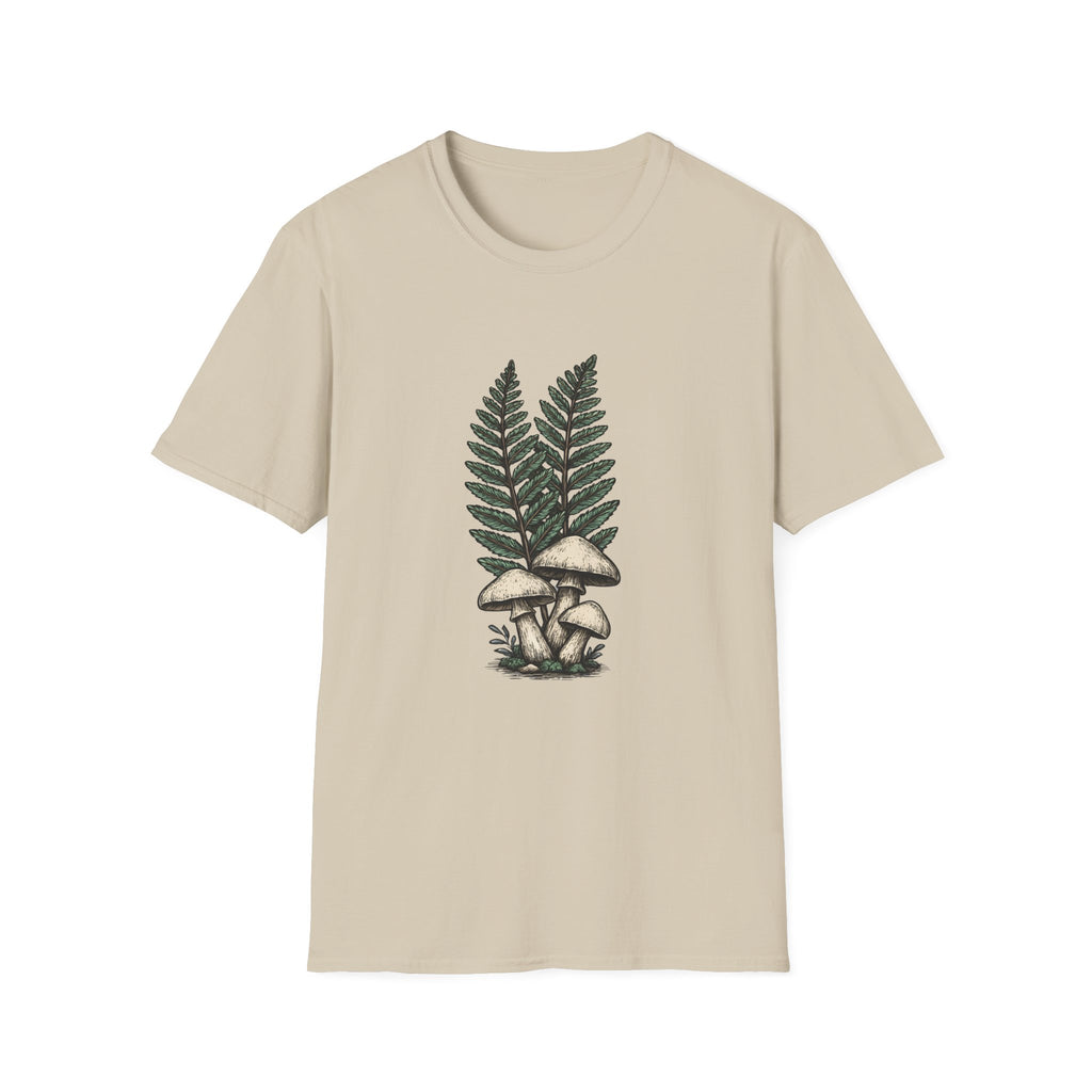 Fern & Mushroom Botanical Tee — Nature-Inspired Graphic T-Shirt