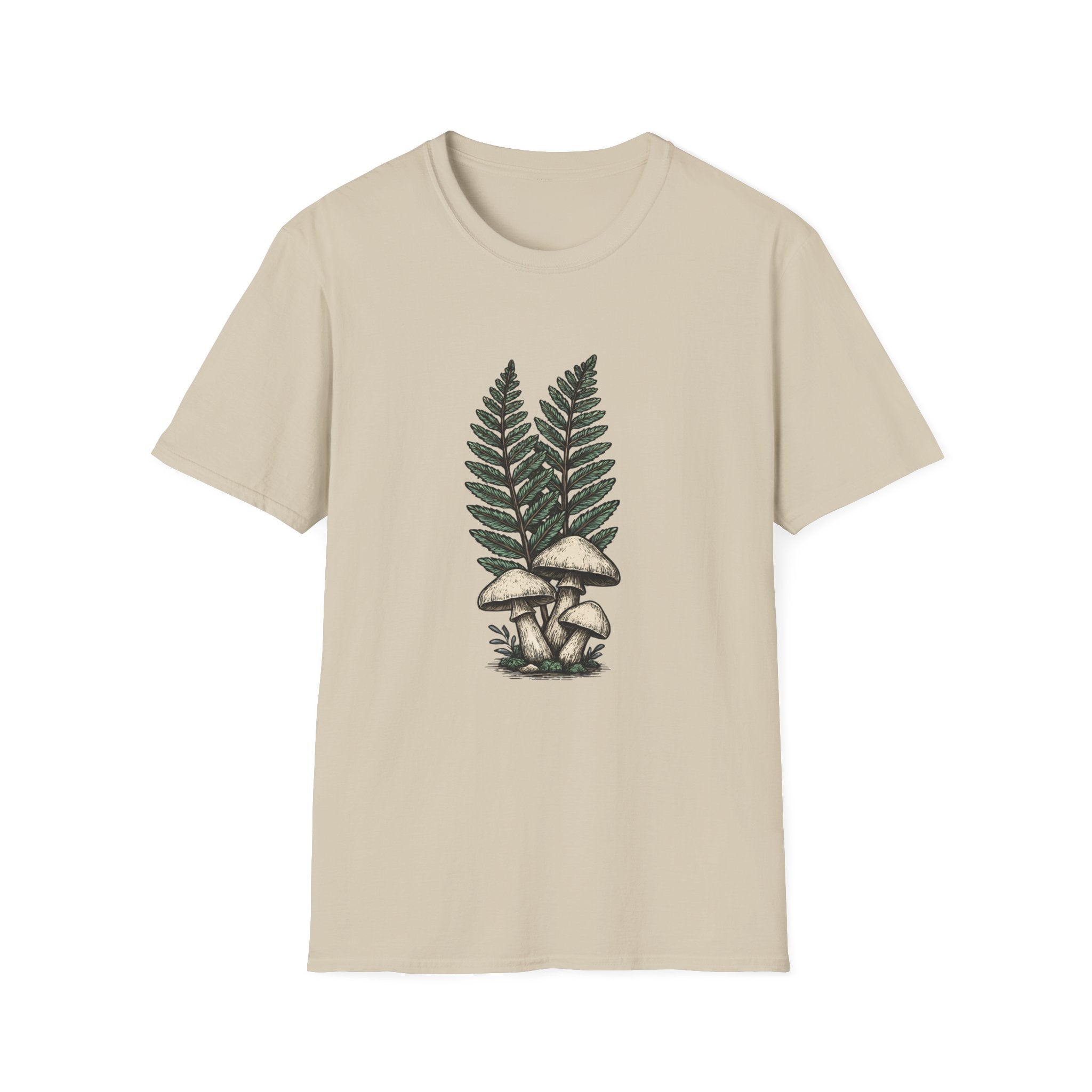 Fern & Mushroom Botanical Tee — Nature-Inspired Graphic T-Shirt