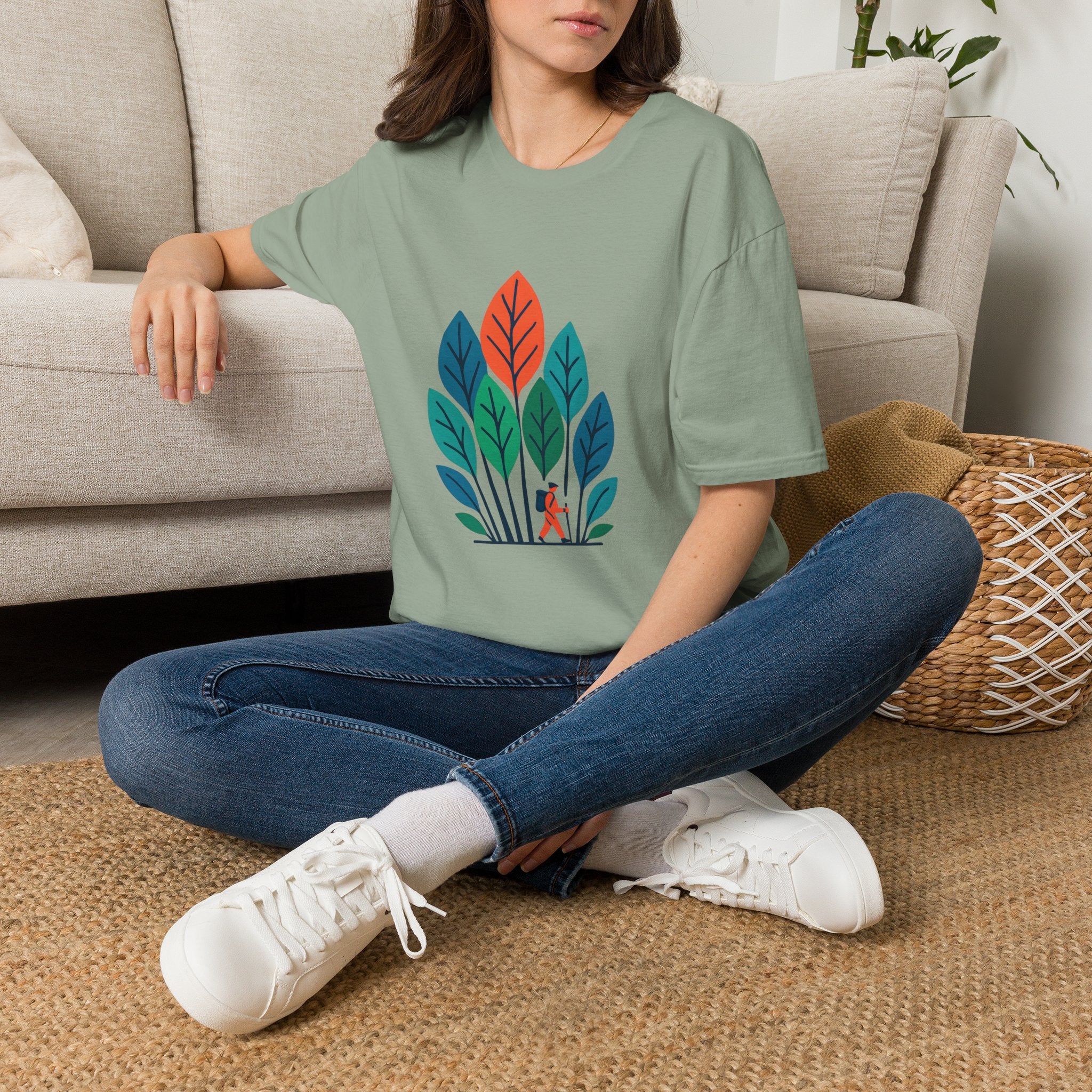 T-Shirt — Minimalist Colorful Leaf Forest Graphic
